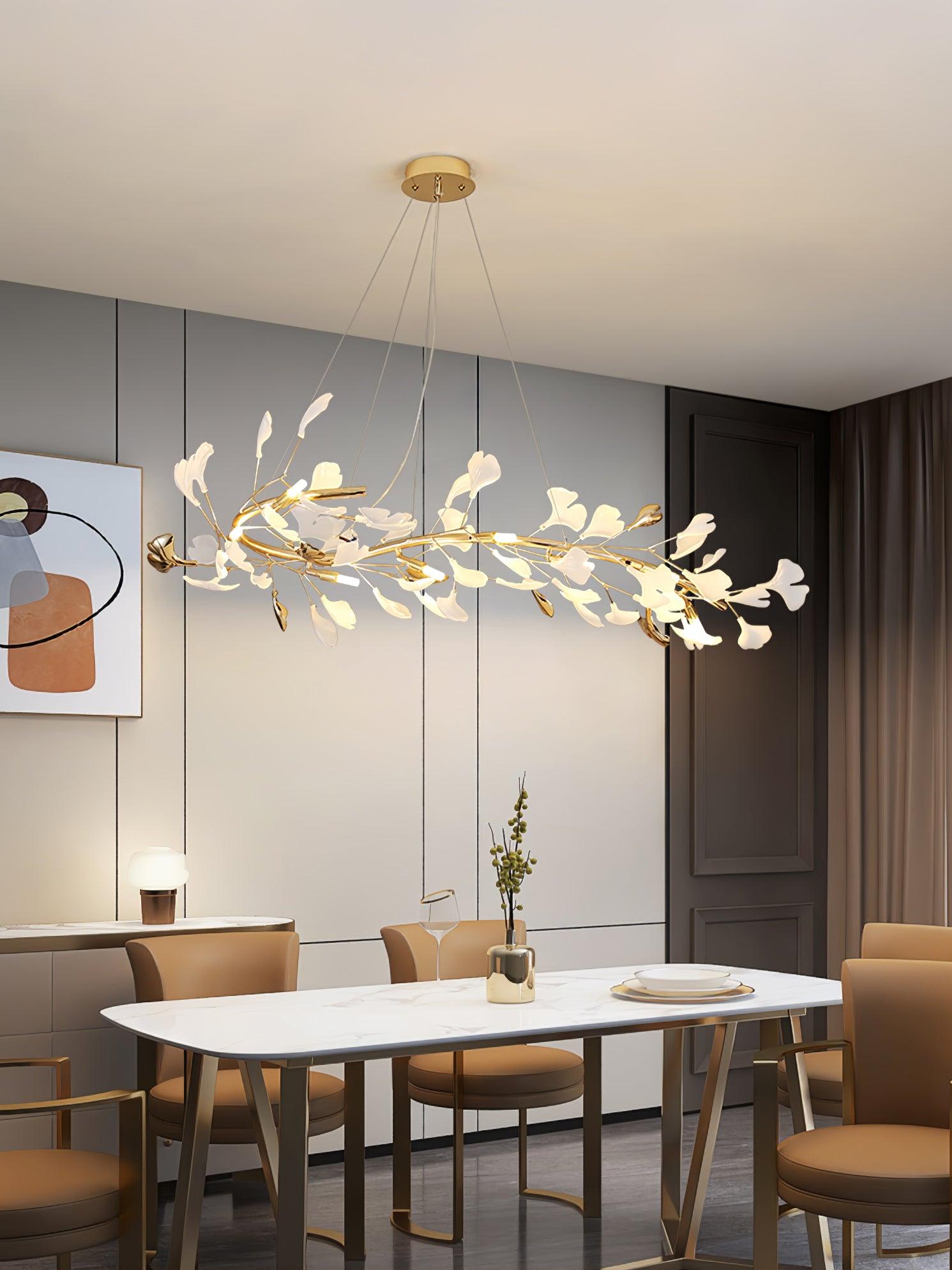 Ovyneth Postmodern Luxury Gingko Metal Ceramics Chandelier - Blowlighting