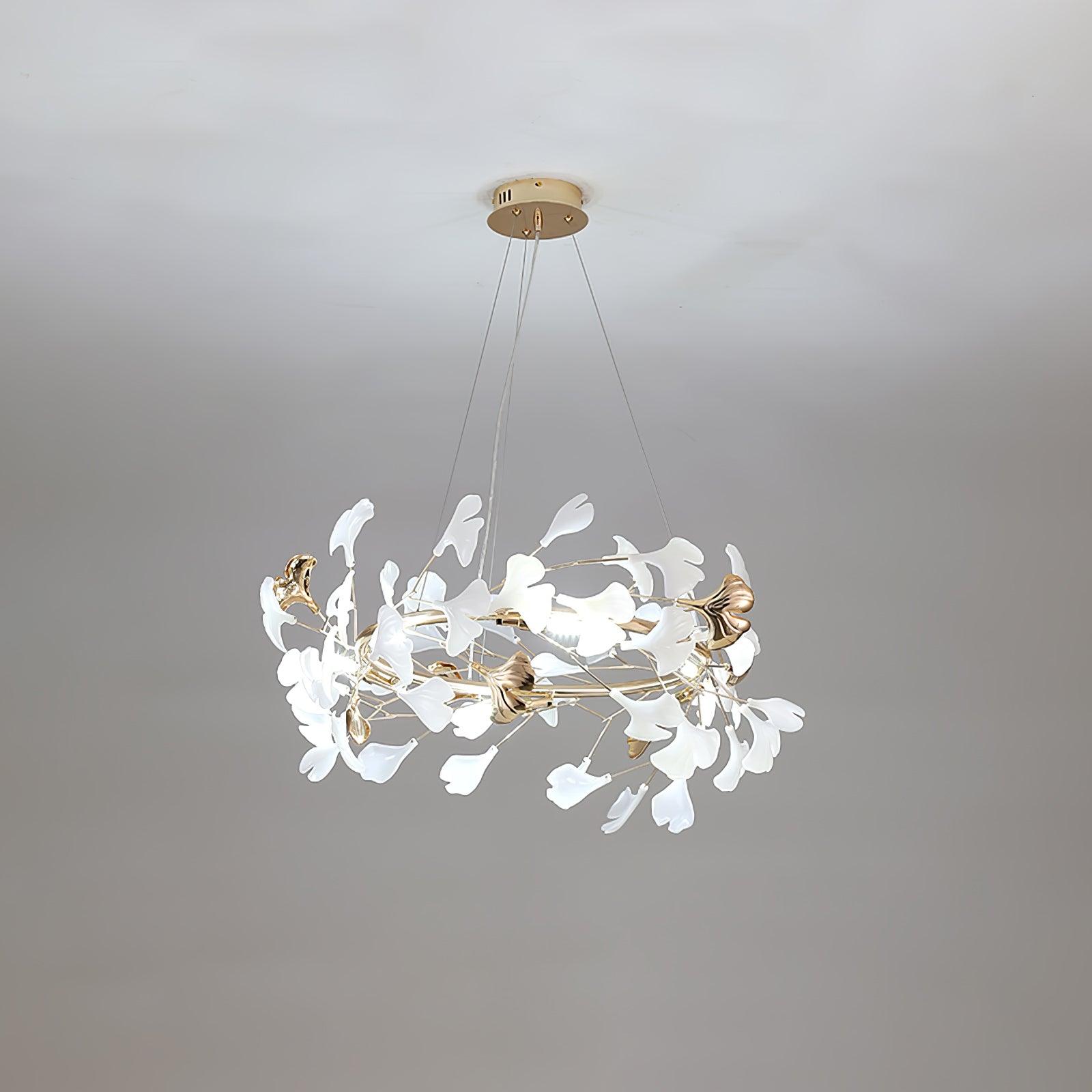 Ovyneth Postmodern Luxury Gingko Metal Ceramics Chandelier - Blowlighting
