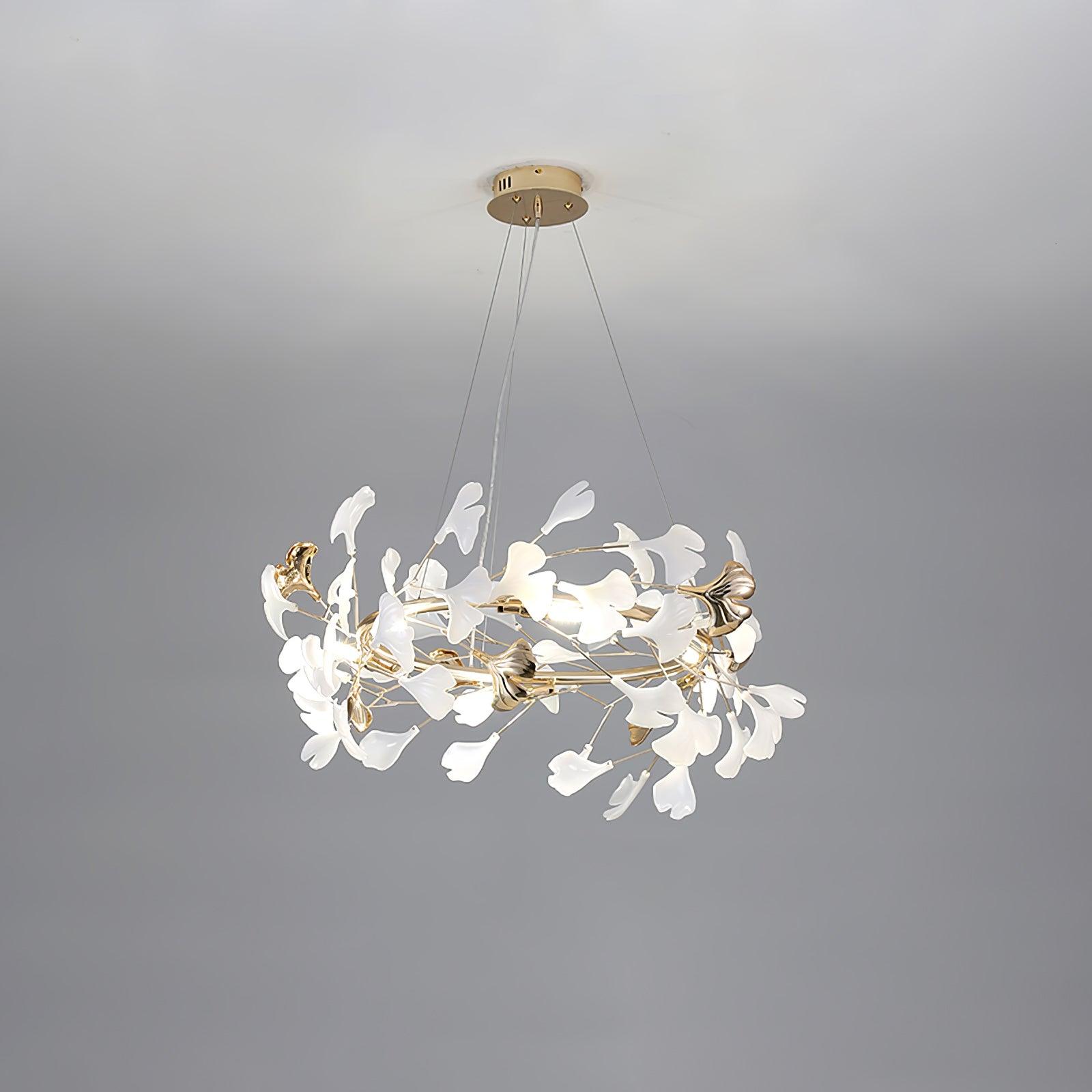Ovyneth Postmodern Luxury Gingko Metal Ceramics Chandelier - Blowlighting