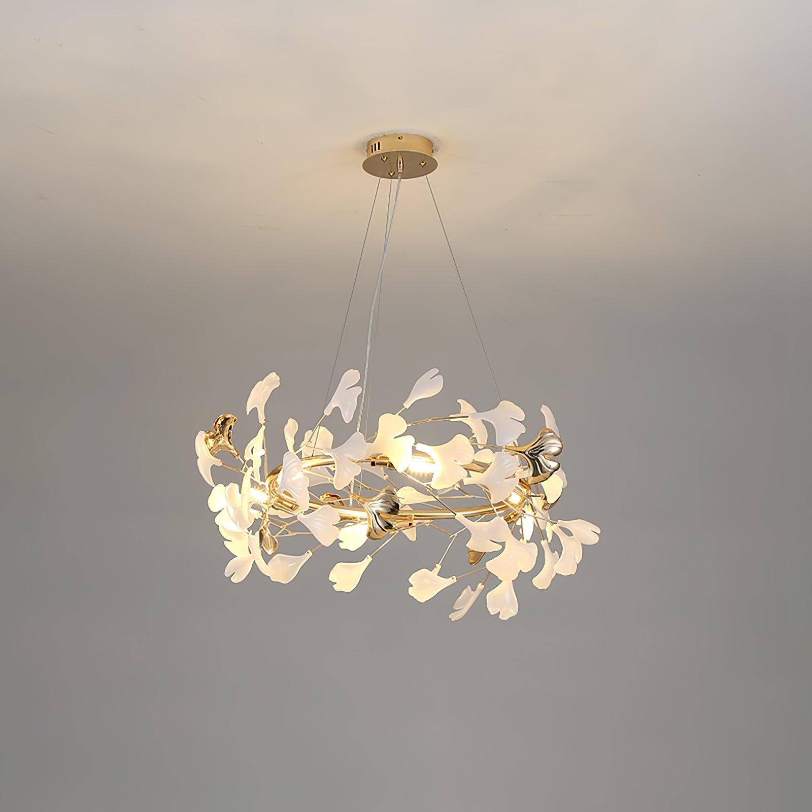Ovyneth Postmodern Luxury Gingko Metal Ceramics Chandelier - Blowlighting