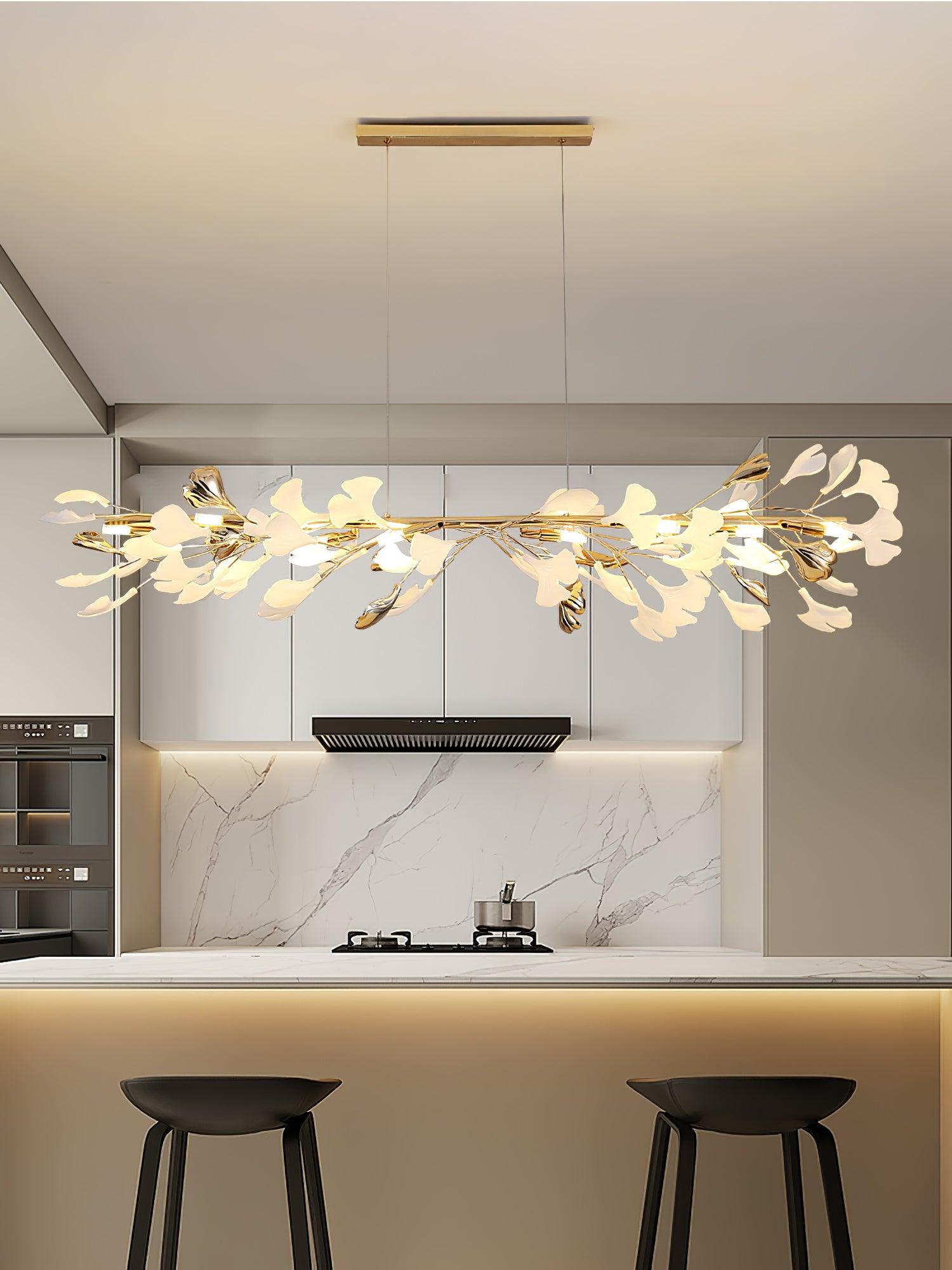 Ovyneth Postmodern Luxury Gingko Metal Ceramics Chandelier - Blowlighting