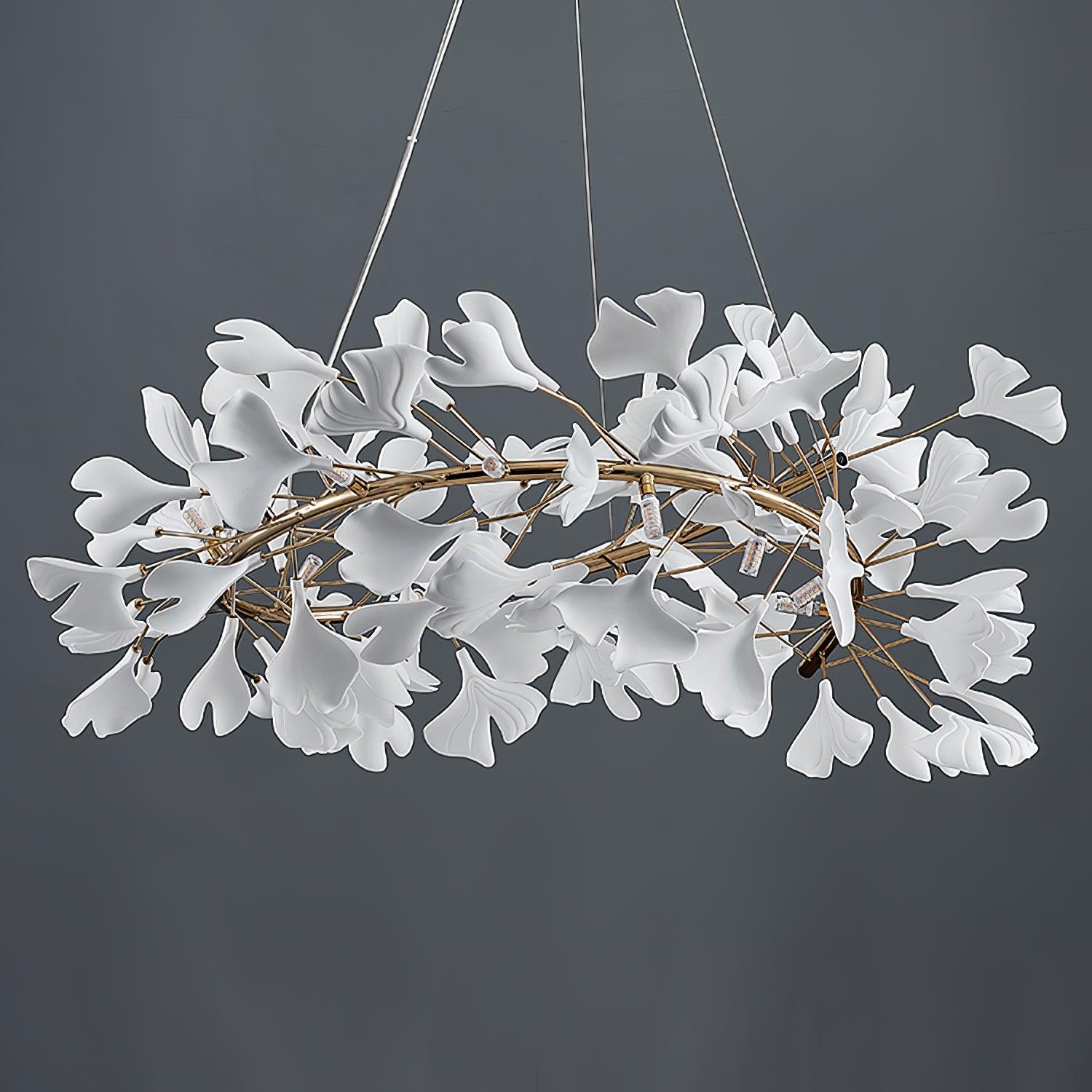 Chandelier White Ceramic Ginkgo Petals U - Letslighting