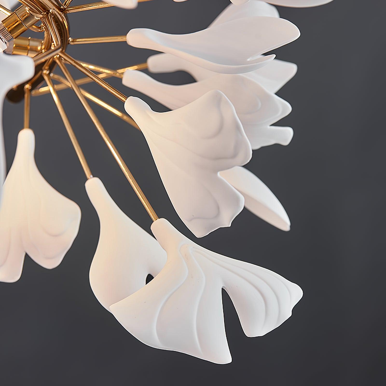 Chandelier White Ceramic Ginkgo Petals U - Letslighting