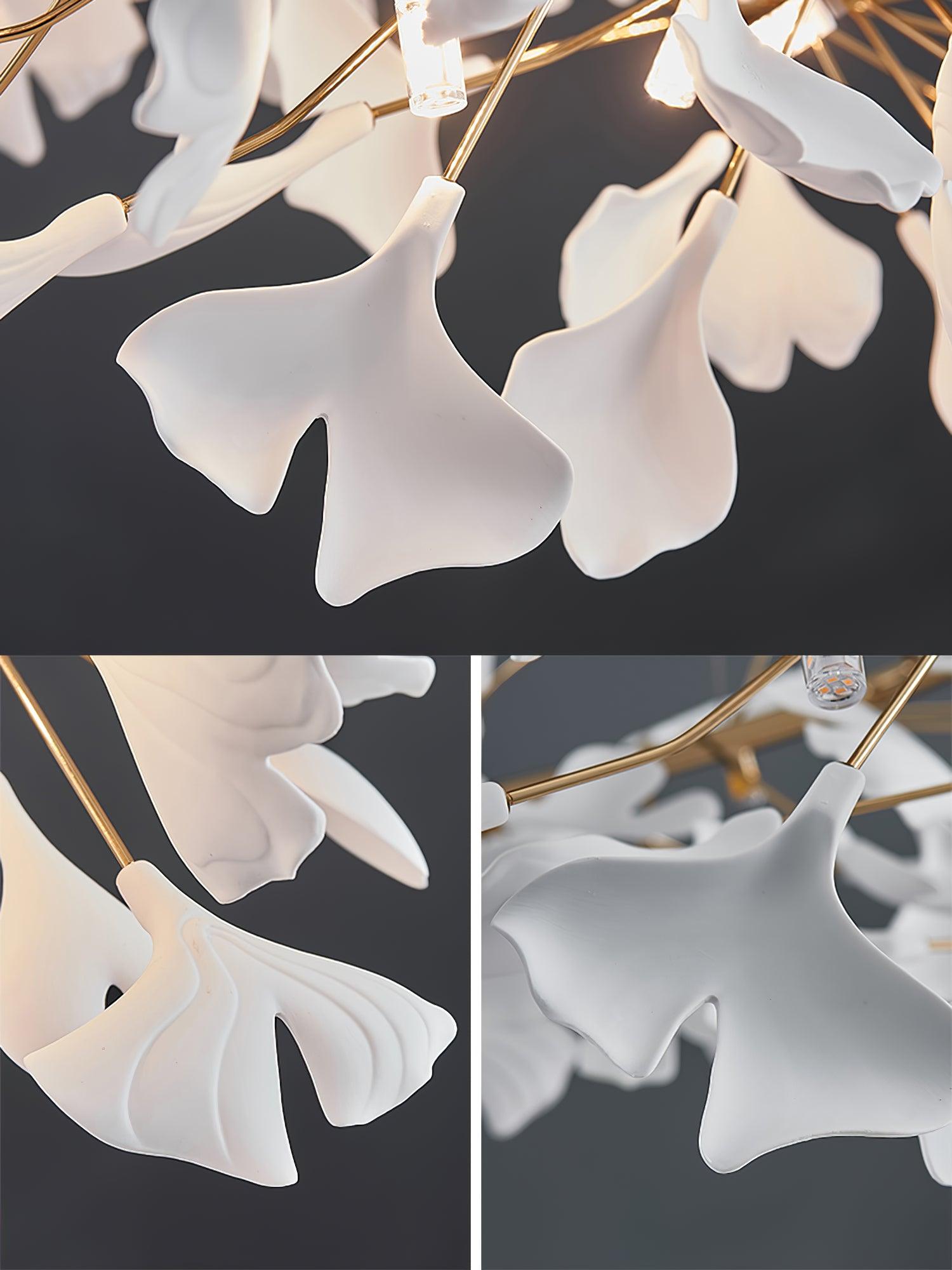 Chandelier White Ceramic Ginkgo Petals U - Letslighting