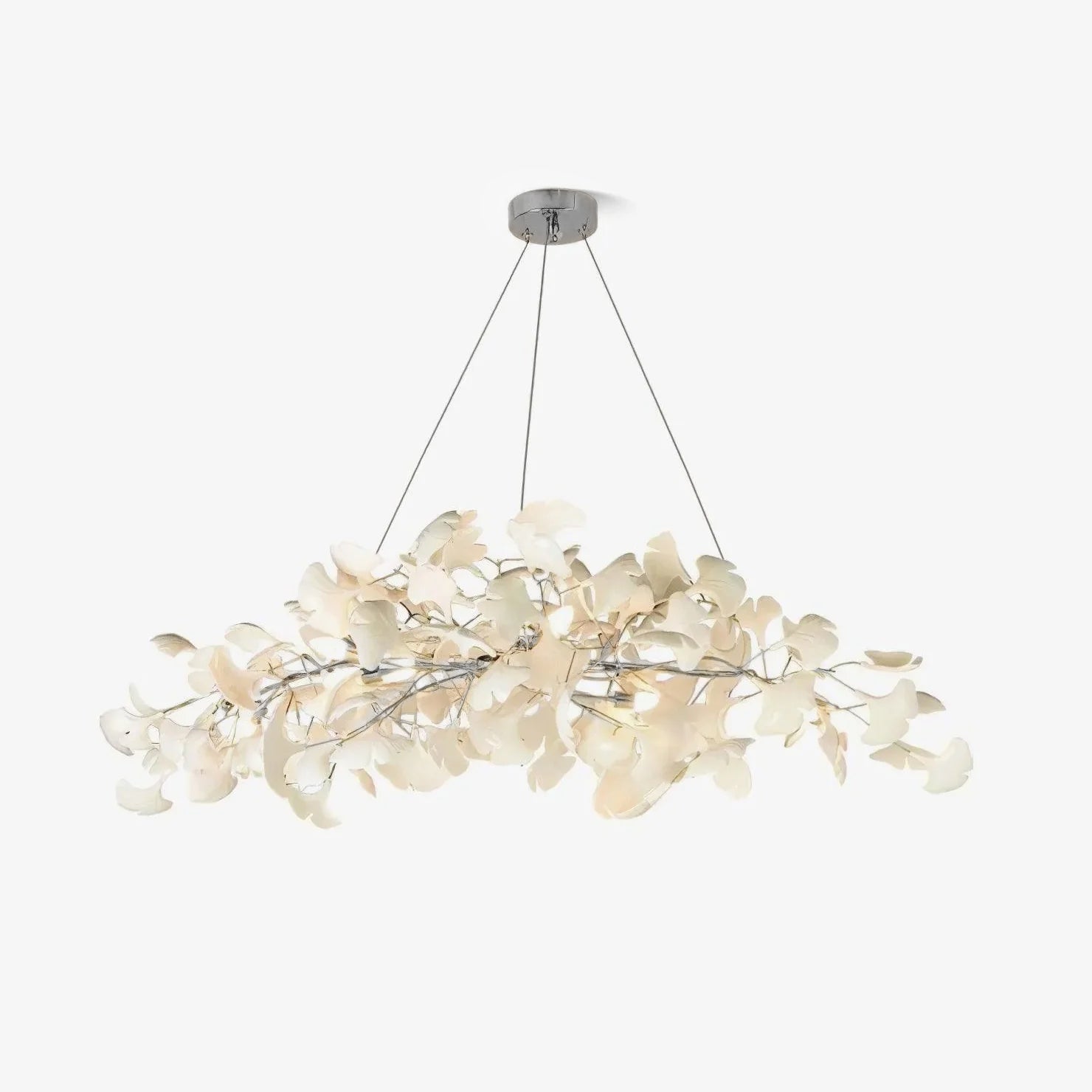 Olivia Lampadario Gingko Stile Art Déco con Foglie Inclinate Verso il Basso