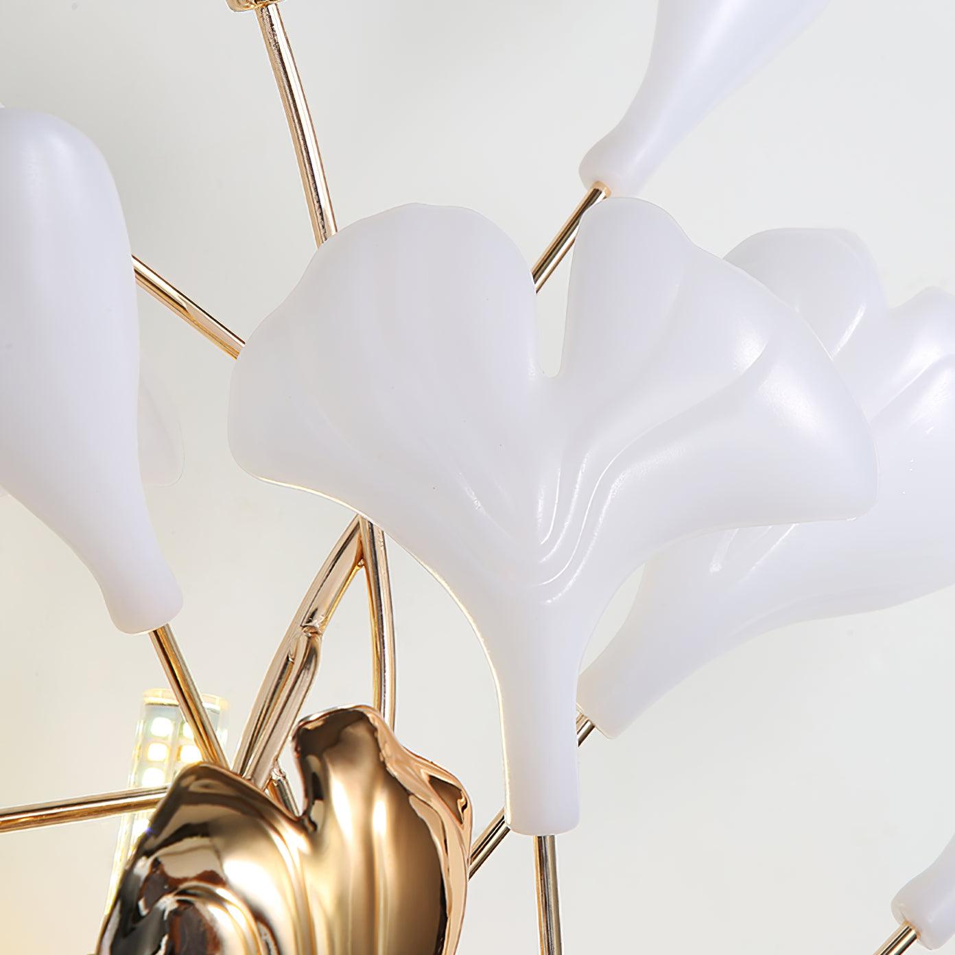 Wall Lamp Gingko Ceramic Petal Shades Gold Art Nouveau - Letslighting