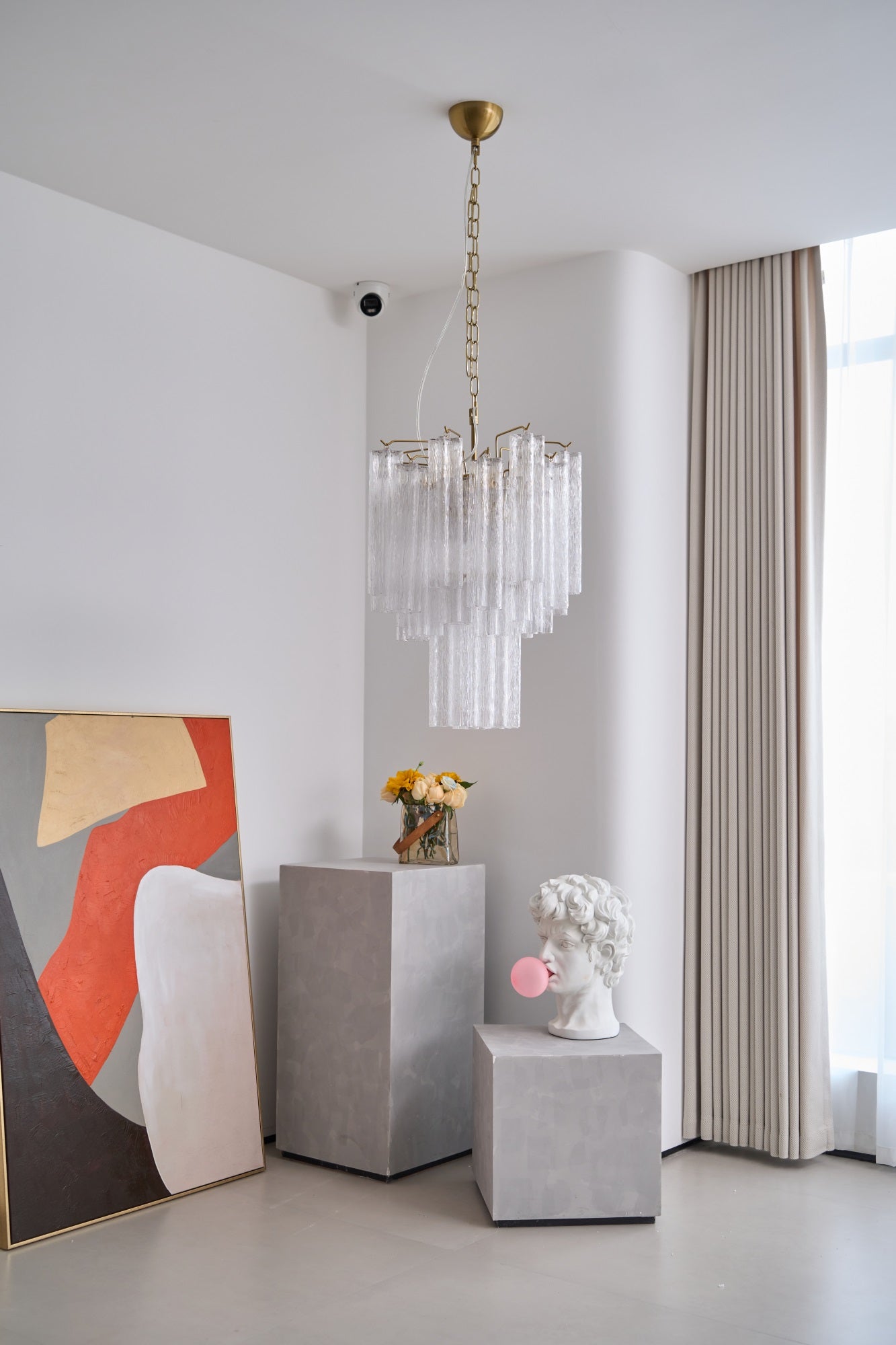 Aurora Chandelier Clear Murano Glass Tube Tiered Modern - Neutralighting