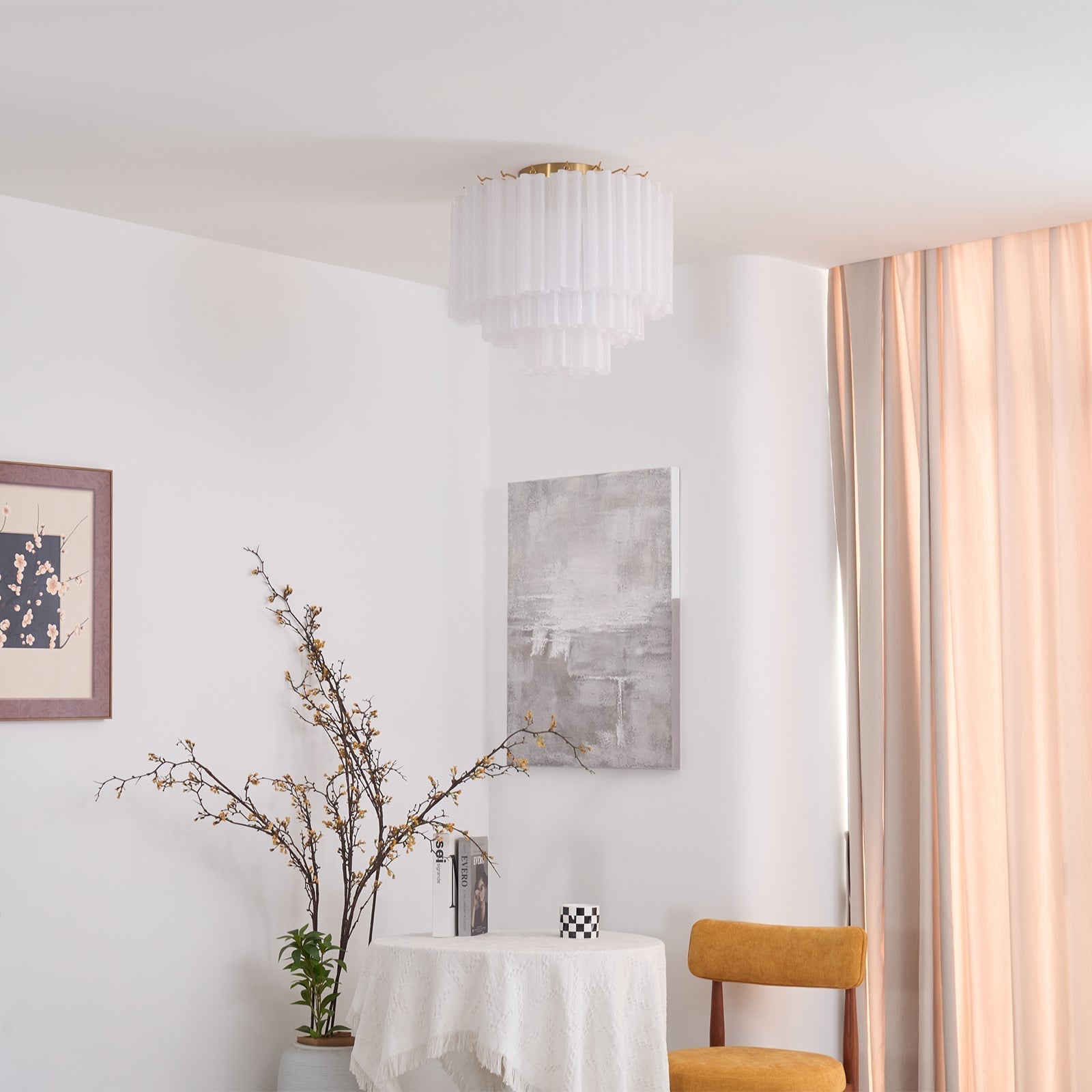 Aurora Ceiling Lamp White Murano Glass Layered Elegant Modern - Neutralighting