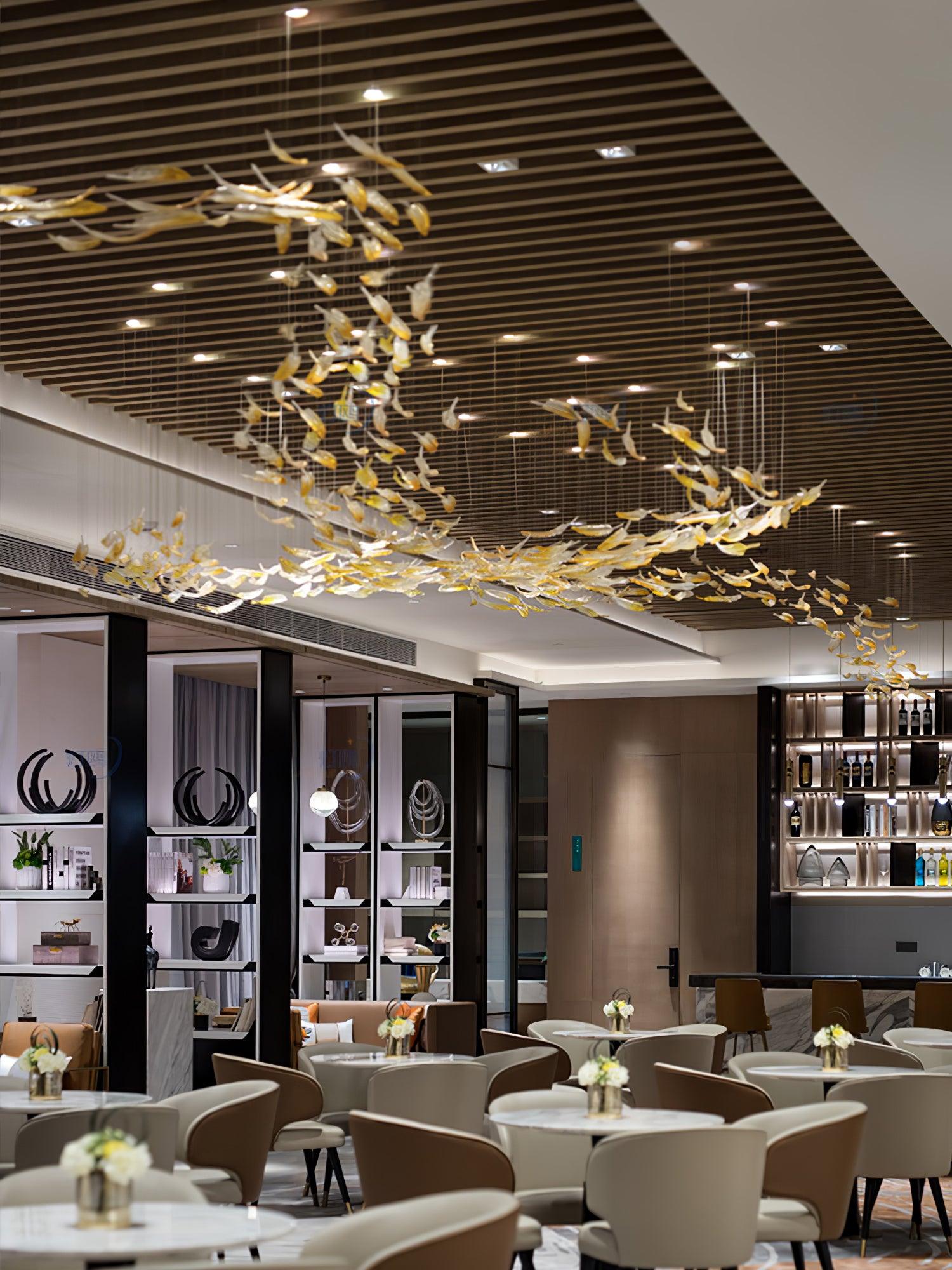 Aetherial Glass Leaf Chandelier - Blowlighting