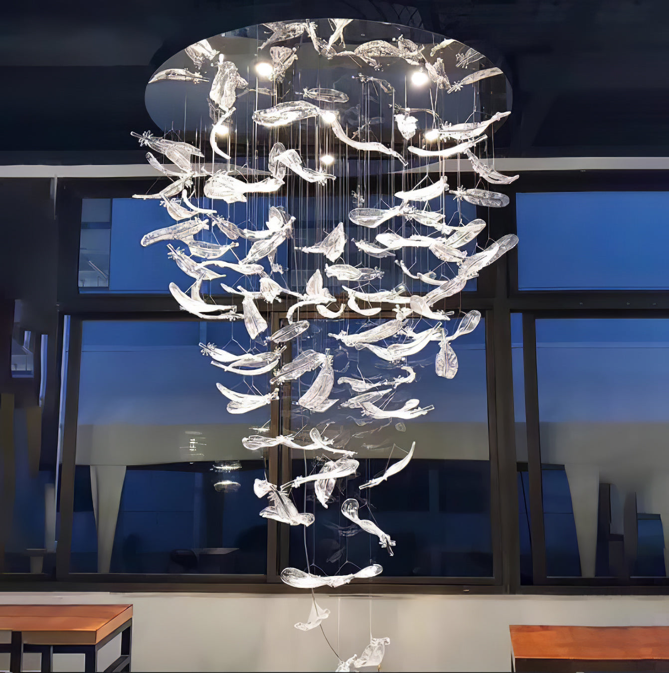 Aetherial Glass Leaf Chandelier - Blowlighting