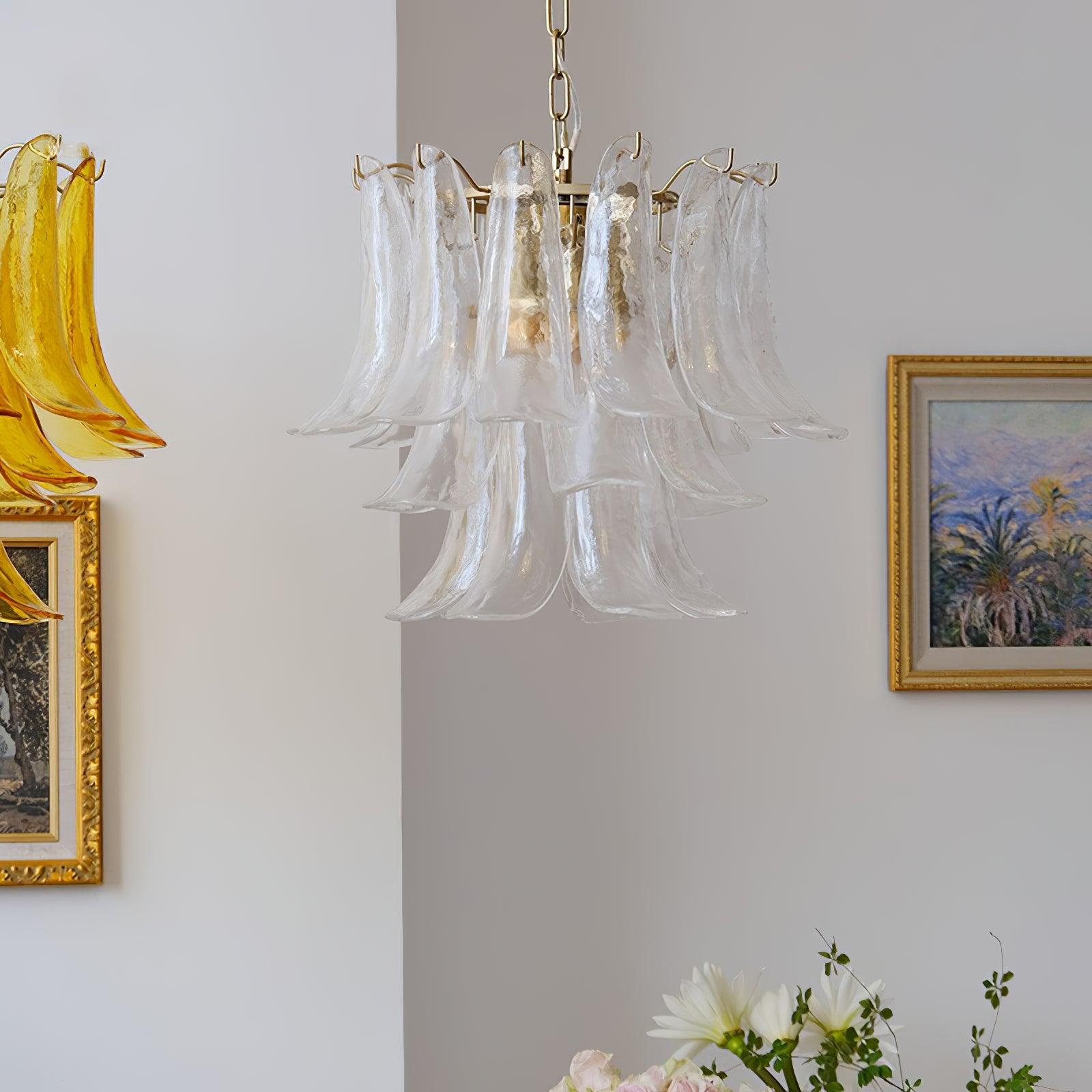 Aurora Chandelier Murano Glass Leaf Golden - Blowlighting