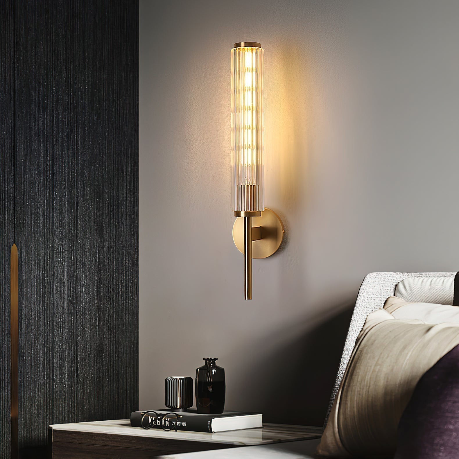 Glass Linear Brass Wall Light - Blowlighting