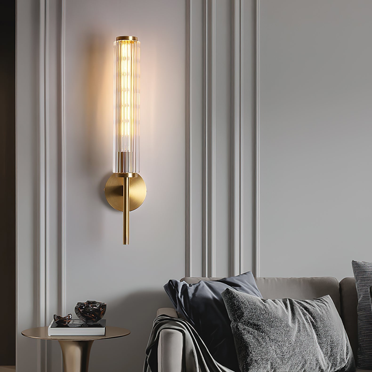 Glass Linear Brass Wall Light - Blowlighting
