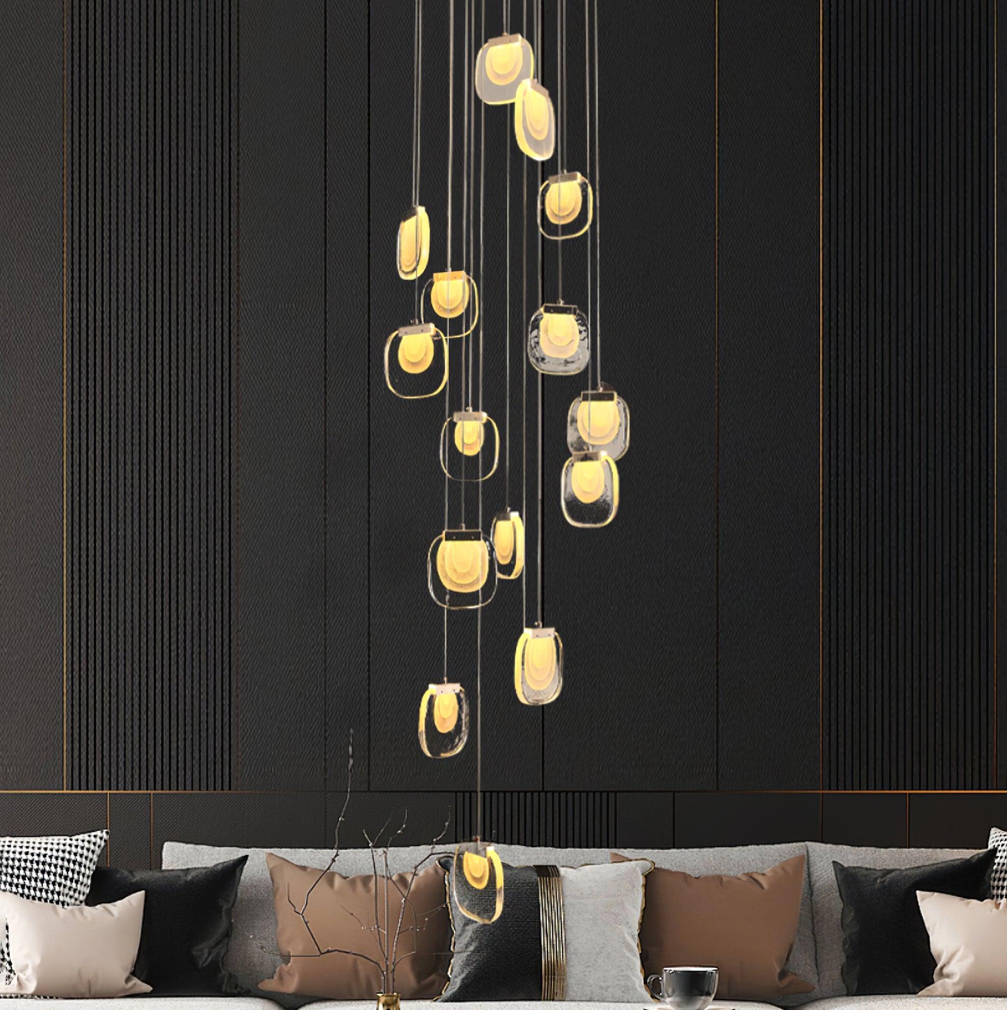 Avesia Minimalist Glass Pendant Light Staircase - Letslighting