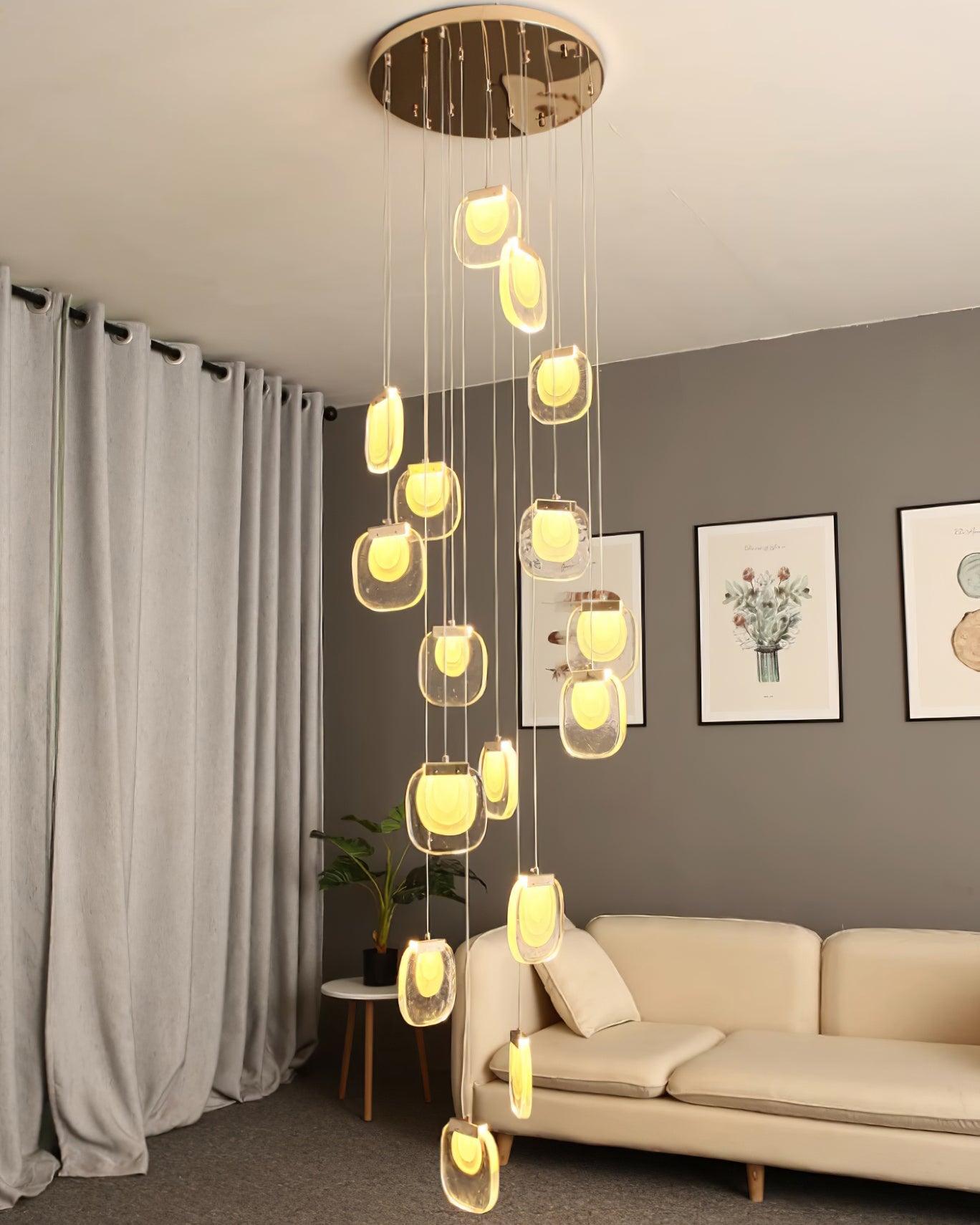 Avesia Minimalist Glass Pendant Light Staircase - Letslighting