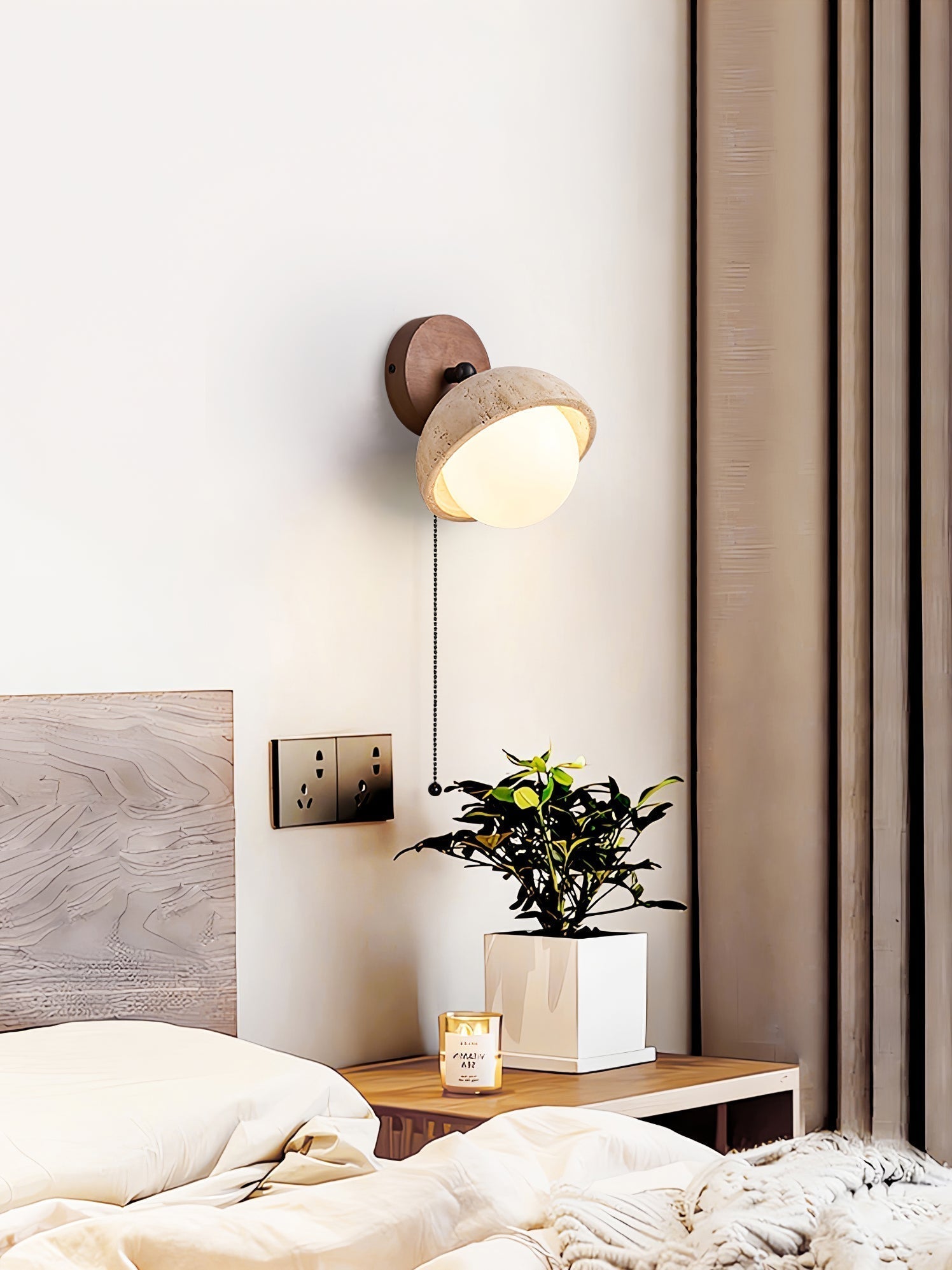 Avtale Arc-Shaped Travertine Wall Light - Neutralighting
