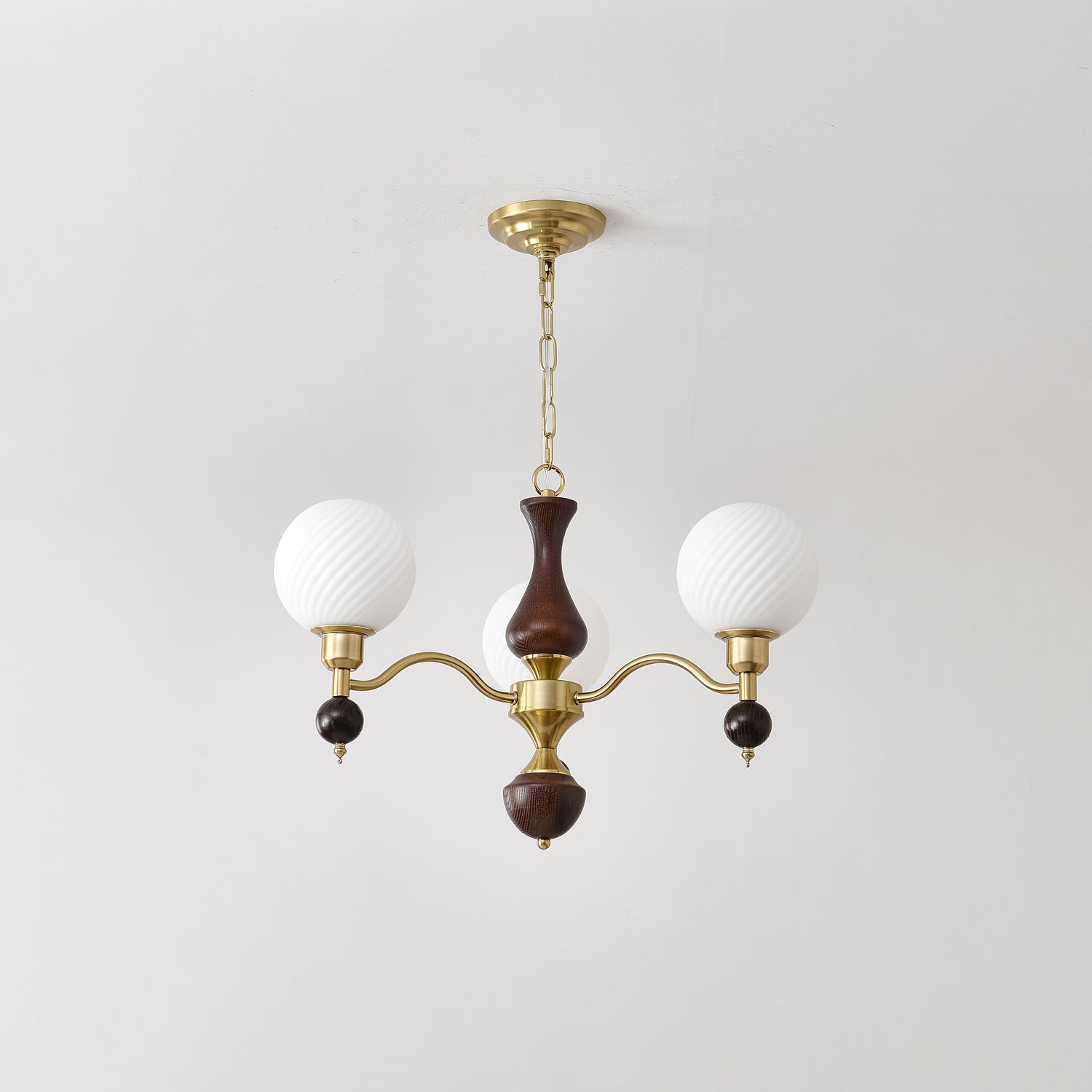 Aurora Globe Orb Walnut Chandelier - Blowlighting