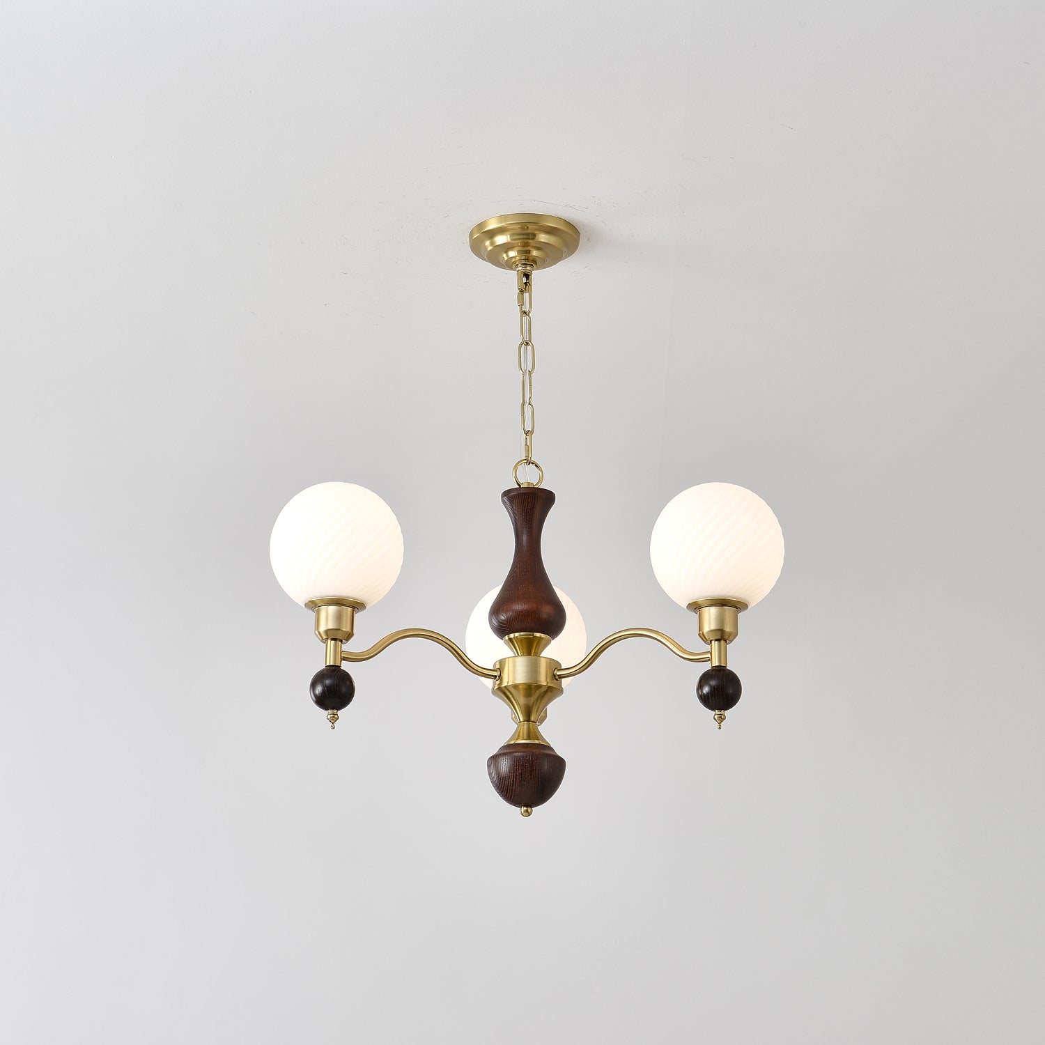 Aurora Globe Orb Walnut Chandelier - Blowlighting
