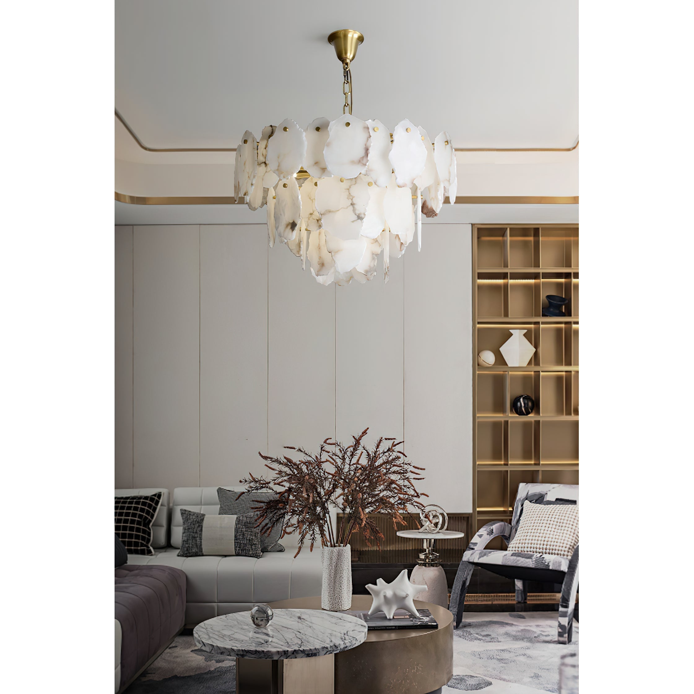 Gloire Individual Creativity Brass Alabaster Chandelier - Lamp Copper