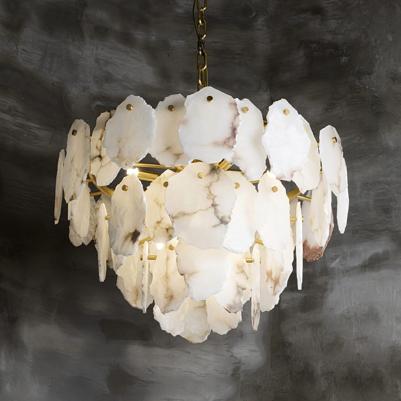 Gloire Individual Creativity Brass Alabaster Chandelier - Lamp Copper