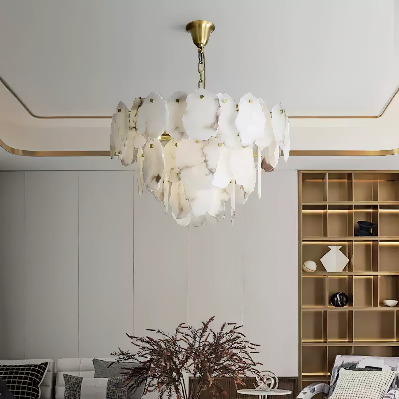 Gloire Individual Creativity Brass Alabaster Chandelier - Lamp Copper