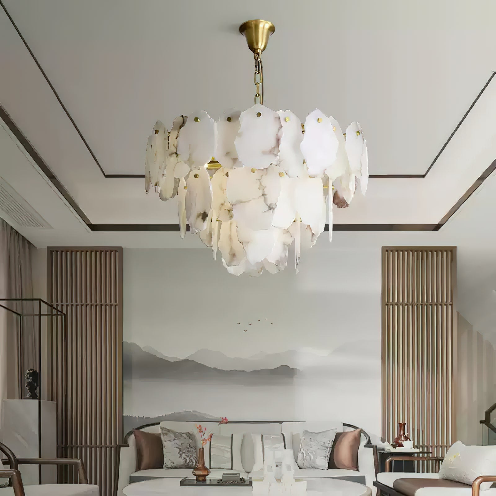 Gloire Individual Creativity Brass Alabaster Chandelier - Lamp Copper