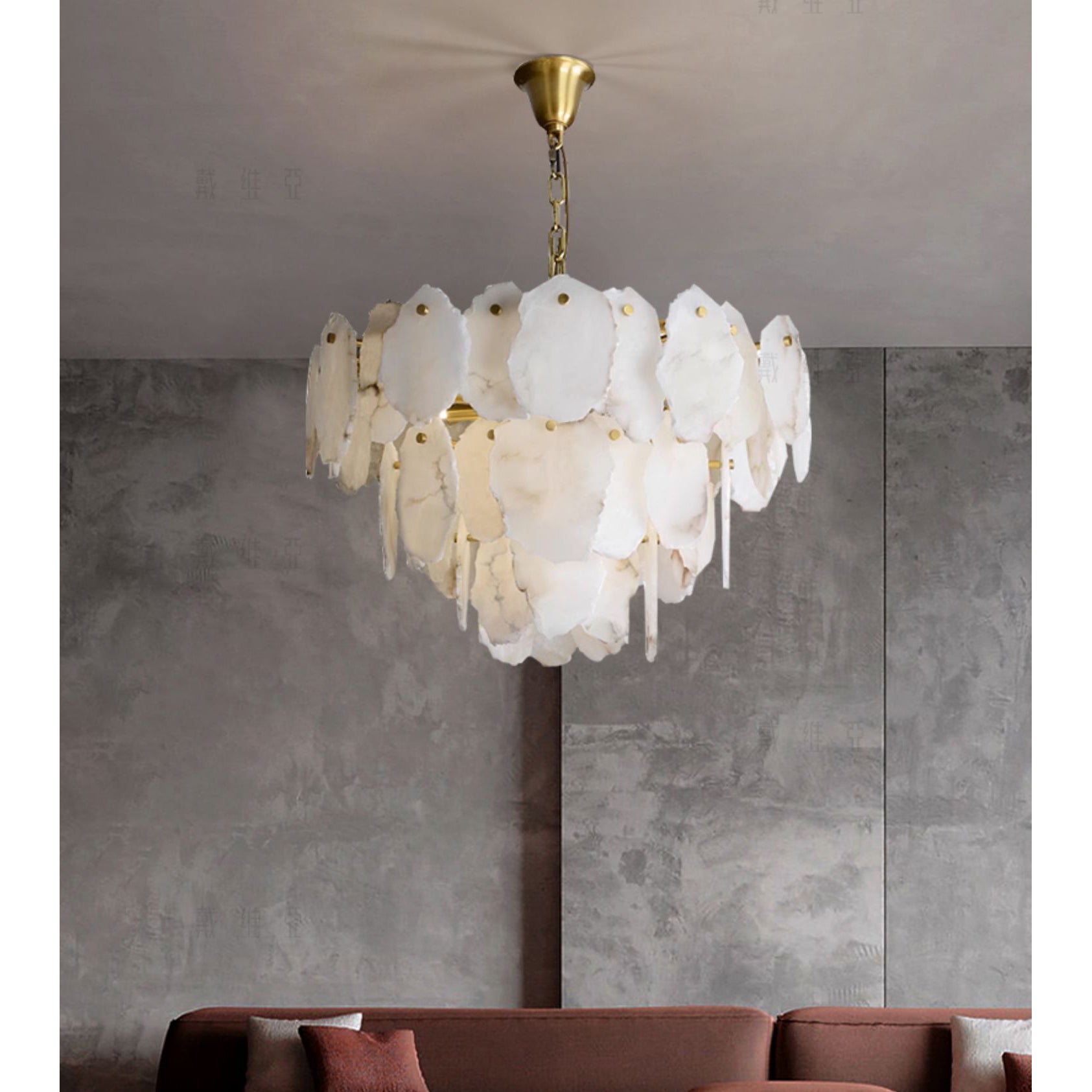 Gloire Individual Creativity Brass Alabaster Chandelier - Lamp Copper
