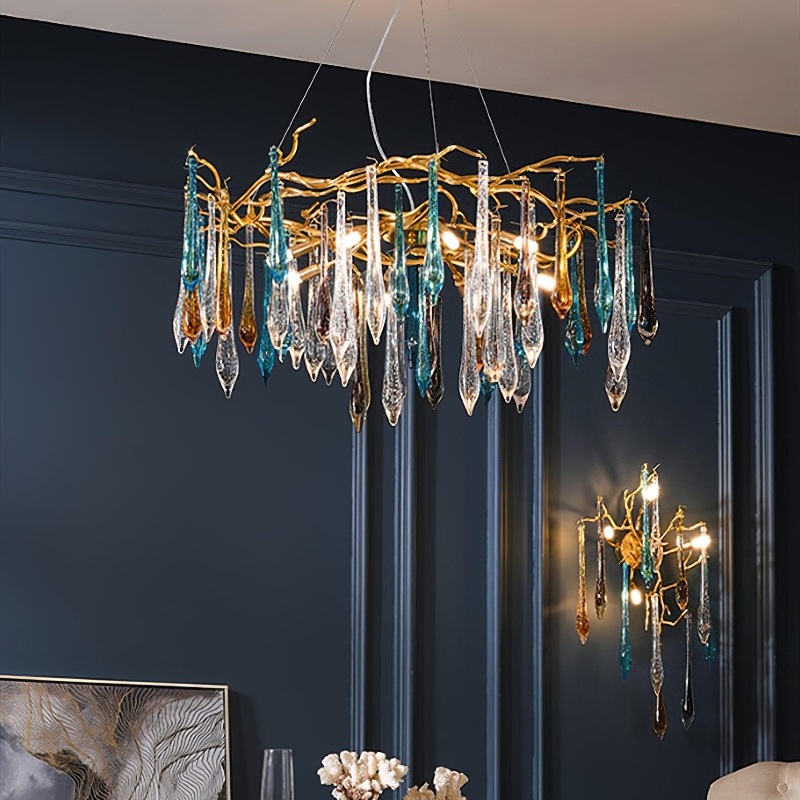 Aurora Chandelier Teardrop Glass Luxe - Blowlighting