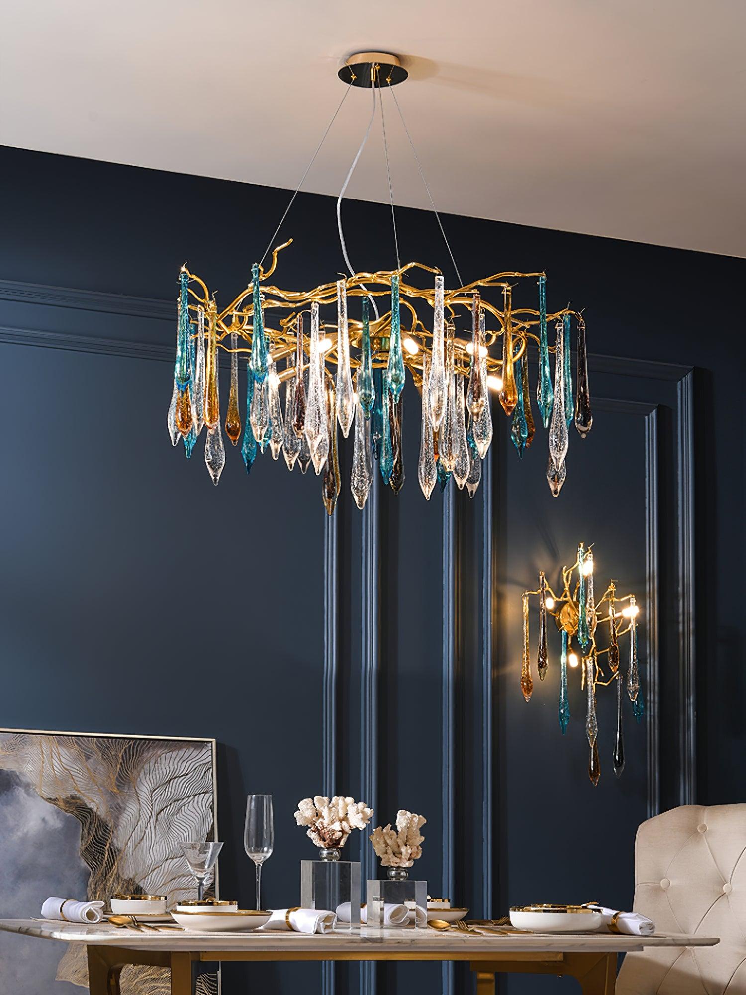 Aurora Chandelier Teardrop Glass Luxe - Blowlighting