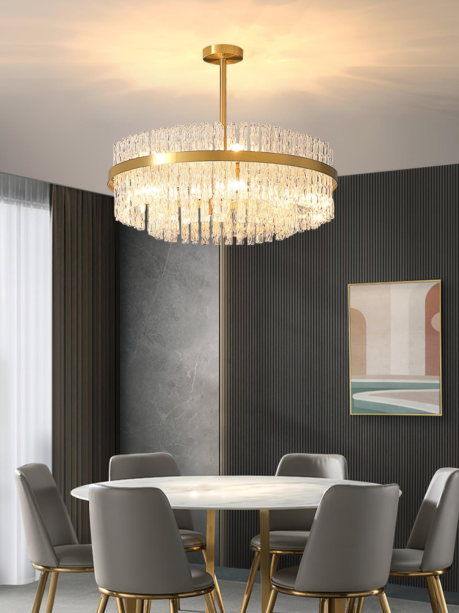 Gold & Clear Rod Chandelier - Blowlighting