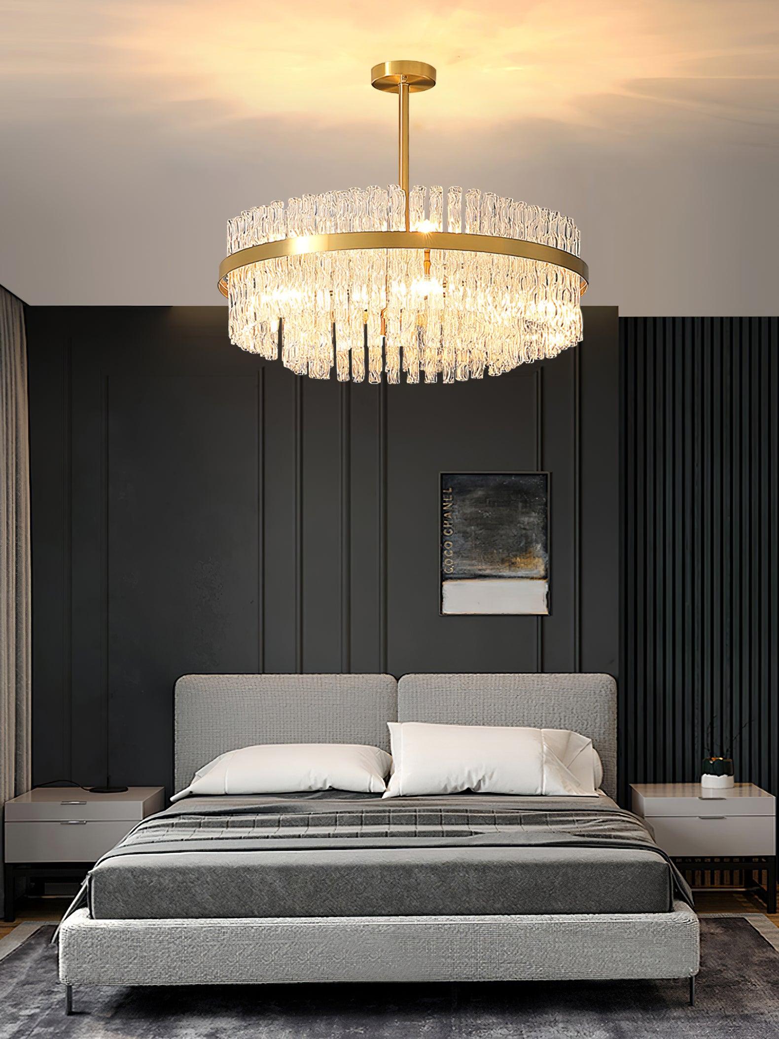 Gold & Clear Rod Chandelier - Blowlighting