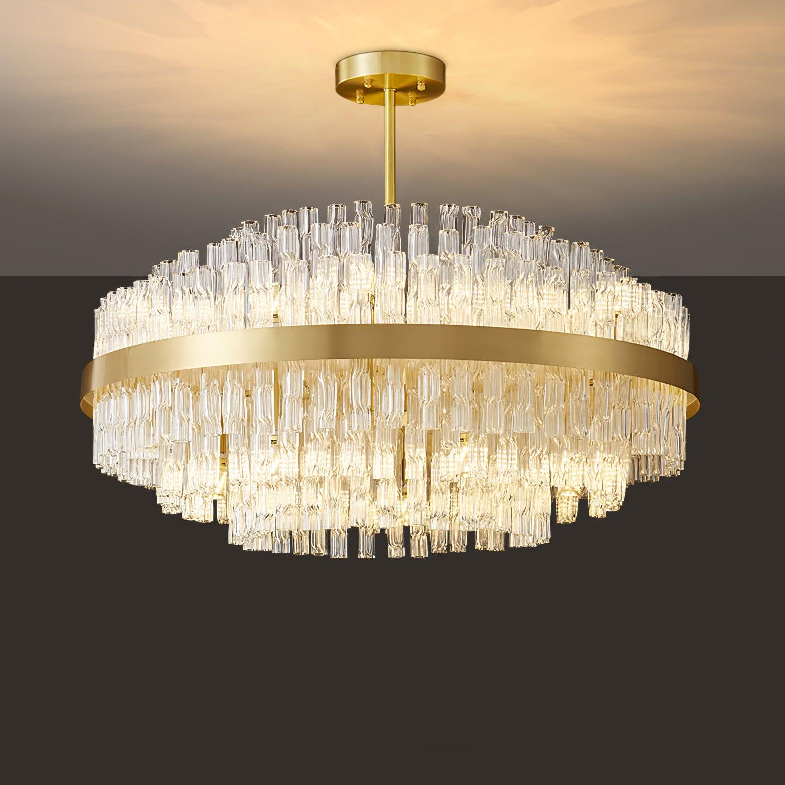Gold & Clear Rod Chandelier - Blowlighting