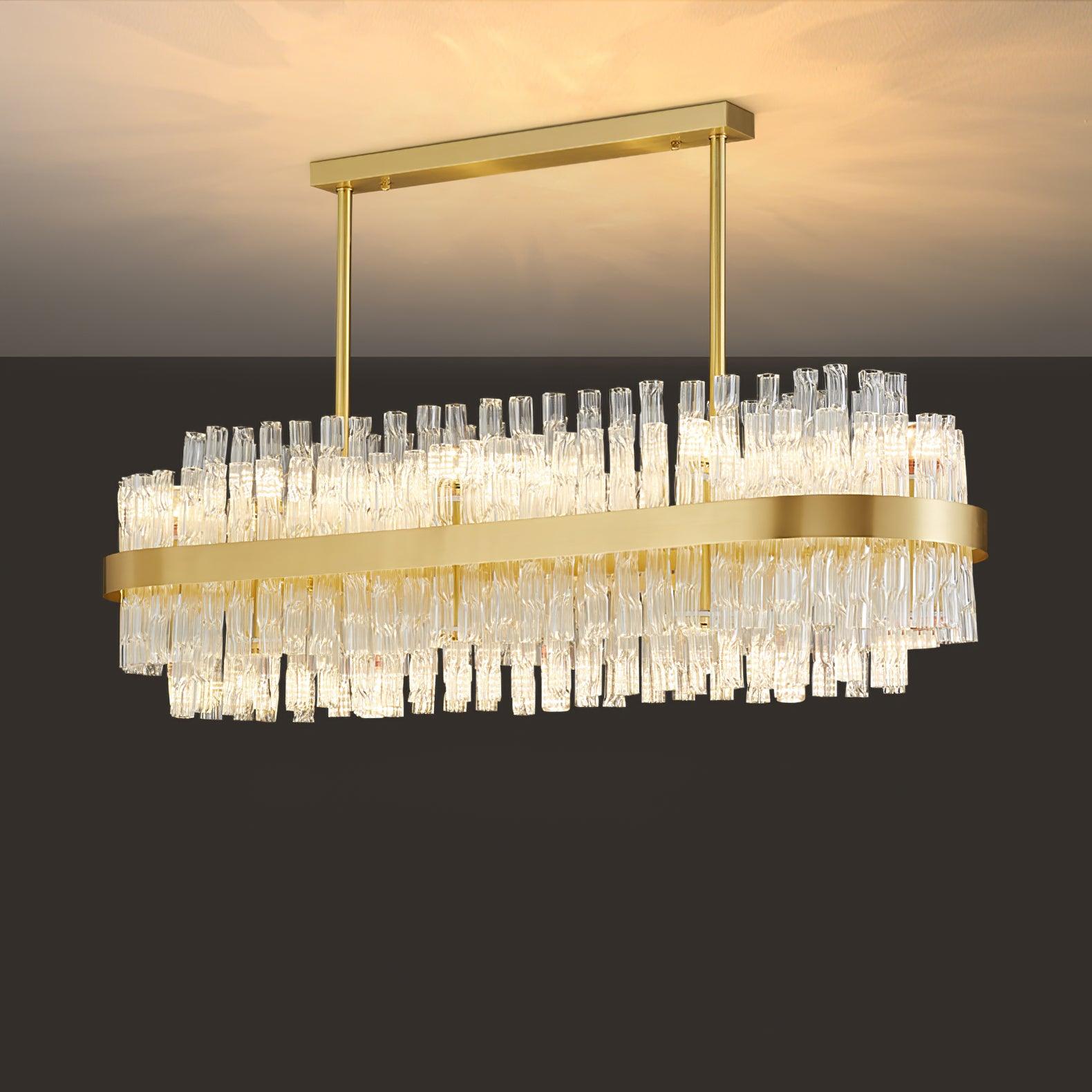 Gold & Clear Rod Chandelier - Blowlighting