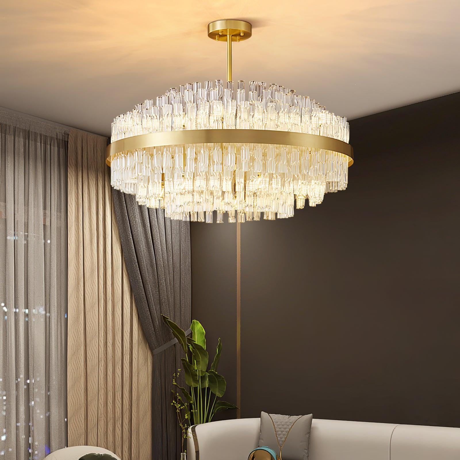 Gold & Clear Rod Chandelier - Blowlighting