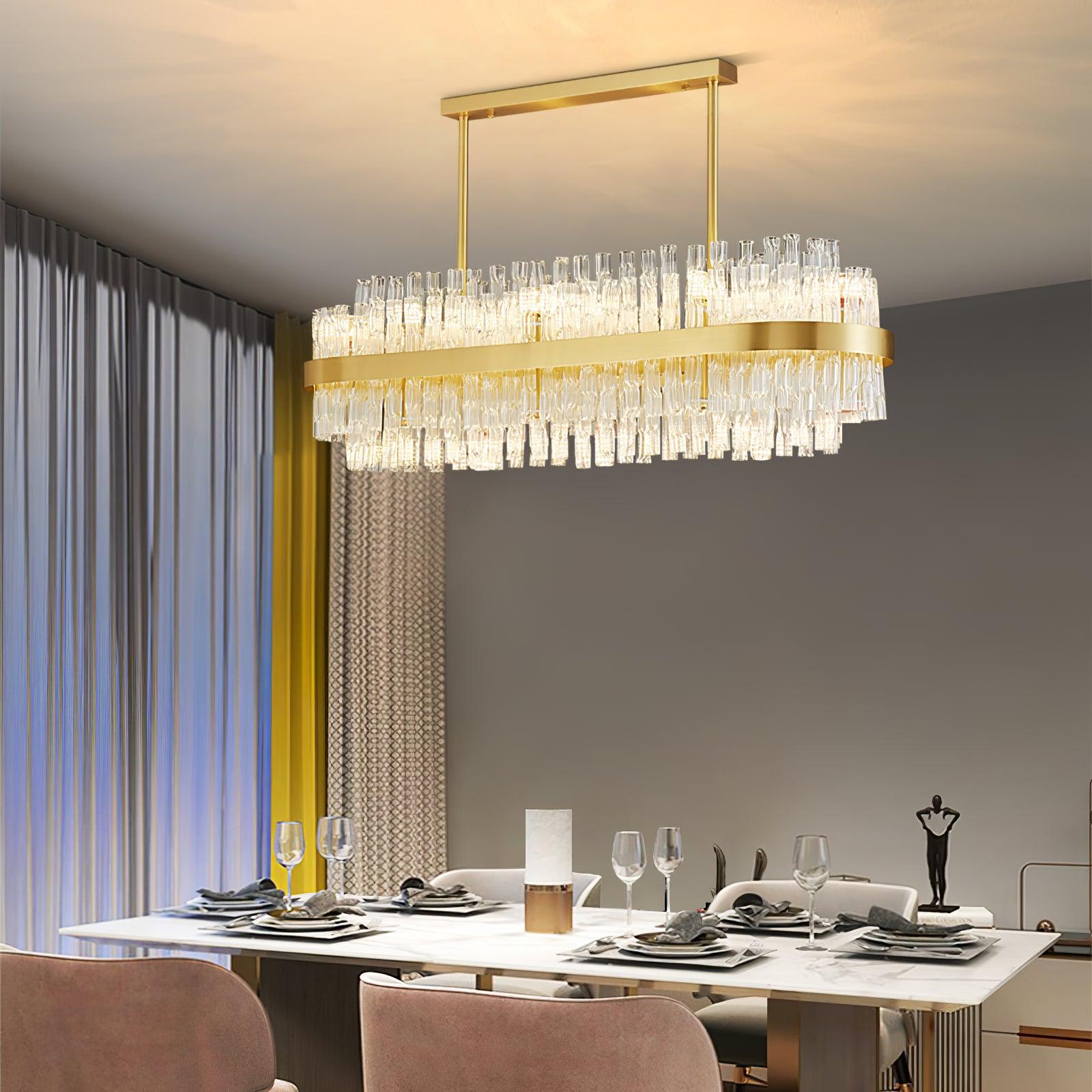 Gold & Clear Rod Chandelier - Blowlighting