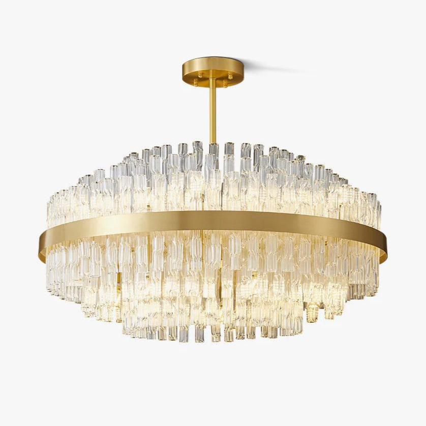 Gold & Clear Rod Chandelier - Blowlighting