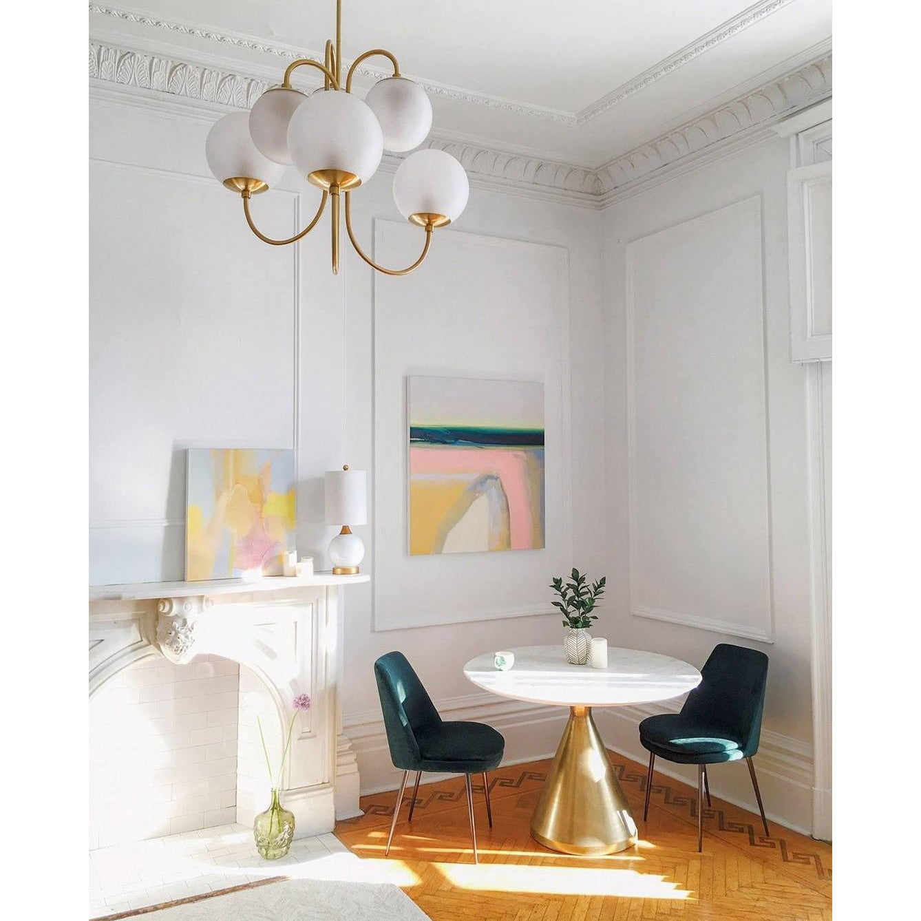 Zathaor Individual Creativity Metal Glass Chandelier - Lamp Copper