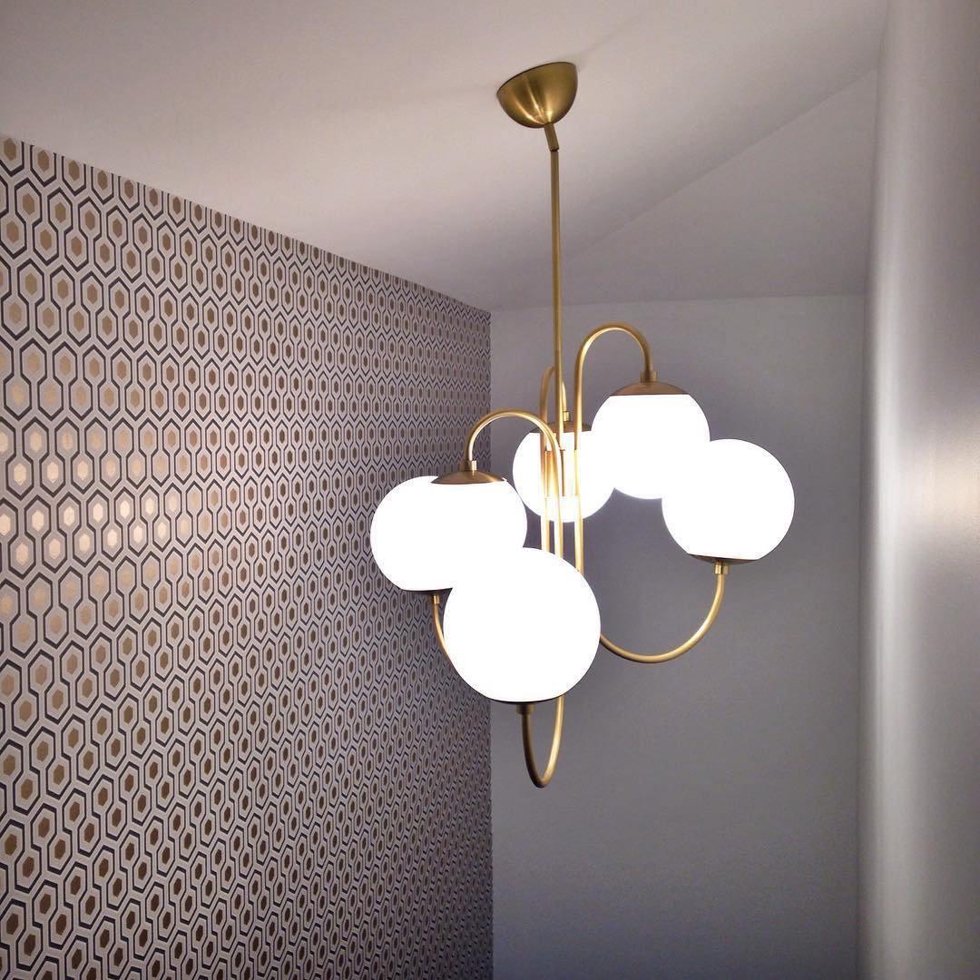 Zathaor Individual Creativity Metal Glass Chandelier - Lamp Copper