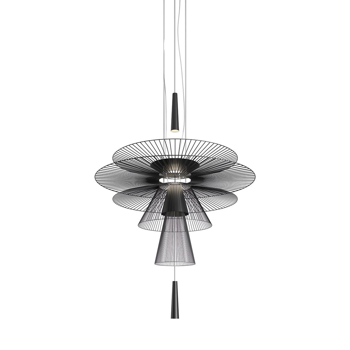 Chandelier Sculptural Layered Wire Frame Statement Bold Modern Centerpiece - Letslighting