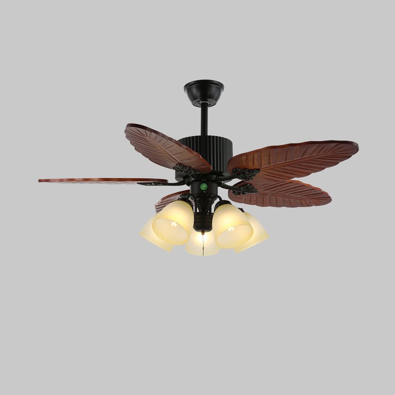 Ventilatore da Soffitto Virella Tropicale in Legno e Vetro con Luce