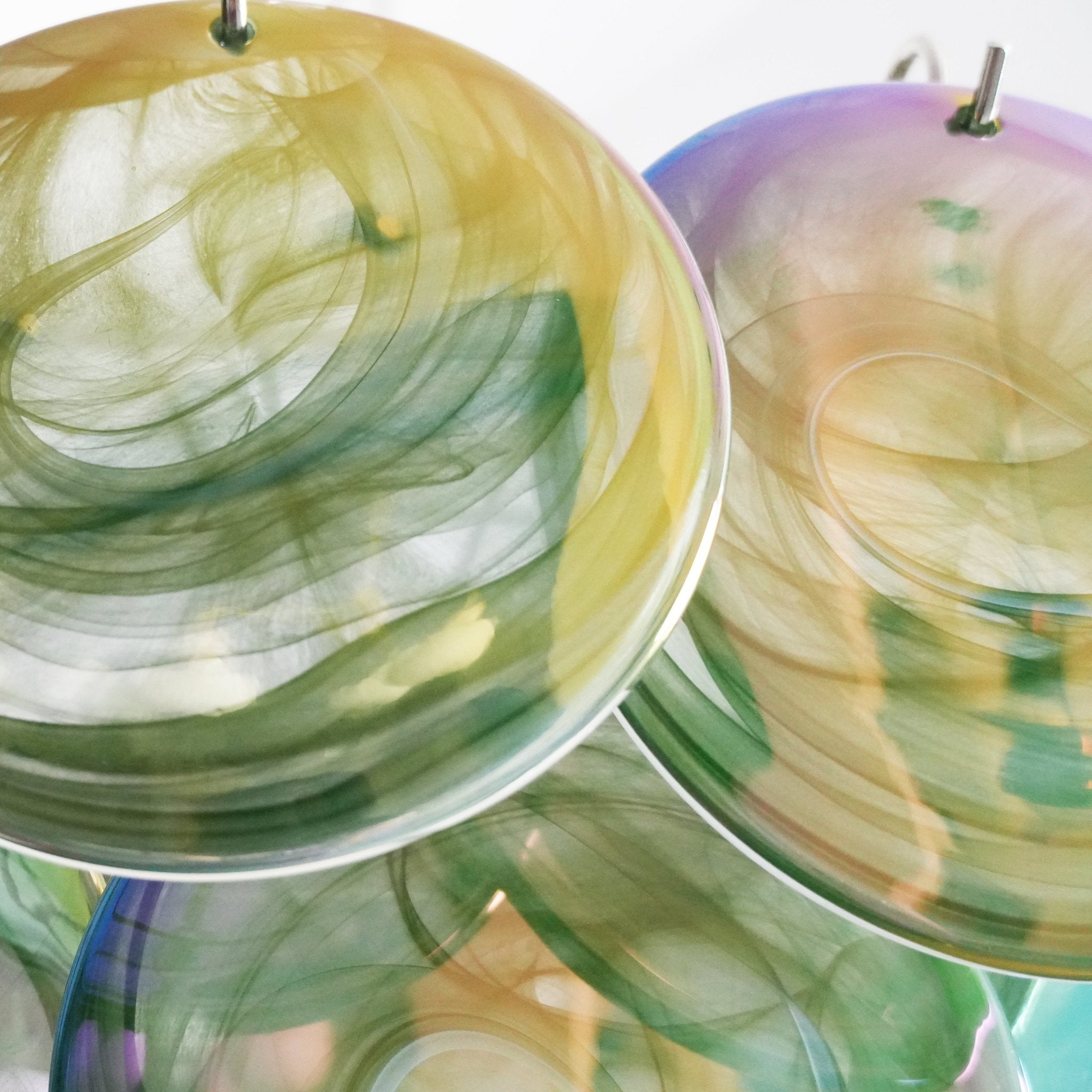 Aurora Chandelier Green Murano Glass Disc - Neutralighting