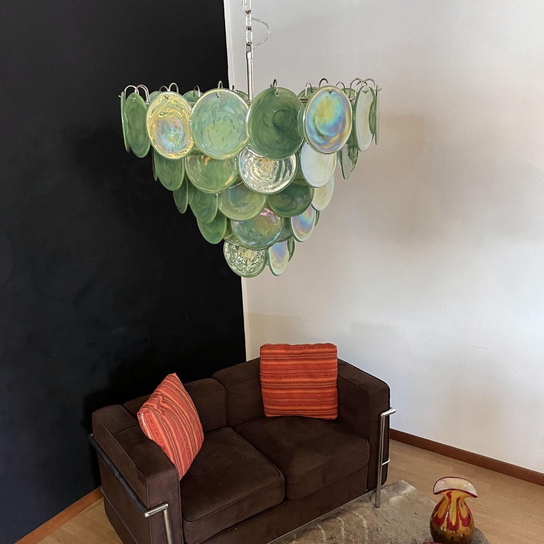 Aurora Chandelier Green Murano Glass Disc - Neutralighting