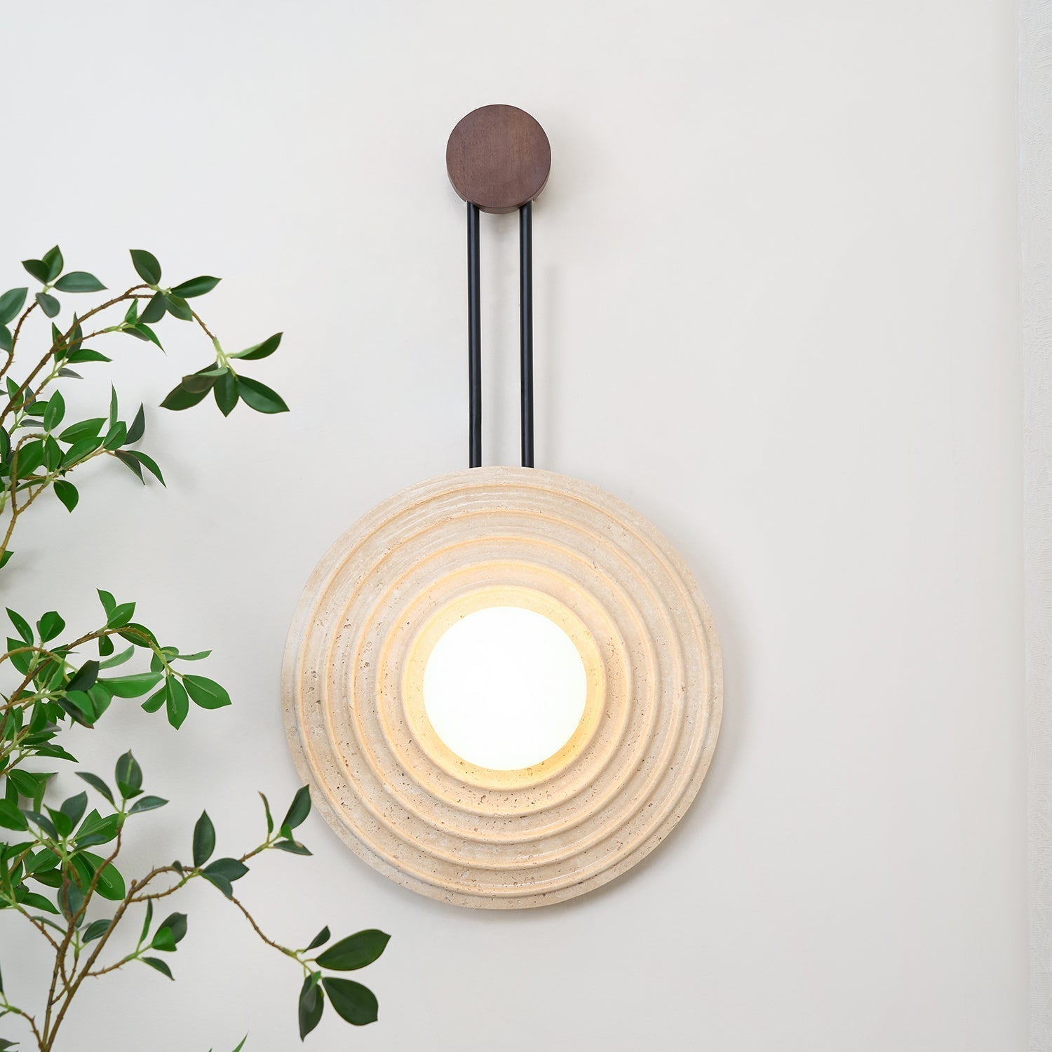 Isoror Spiral-Ring Travertine Wall Light - Neutralighting