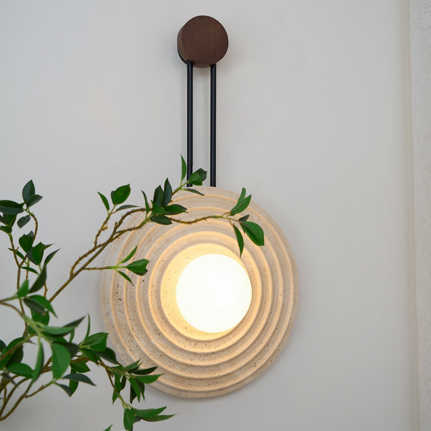 Isoror Spiral-Ring Travertine Wall Light - Neutralighting