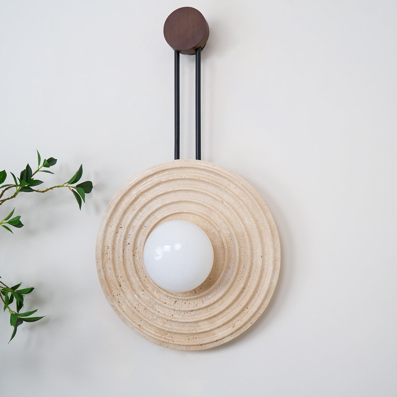 Isoror Spiral-Ring Travertine Wall Light - Neutralighting