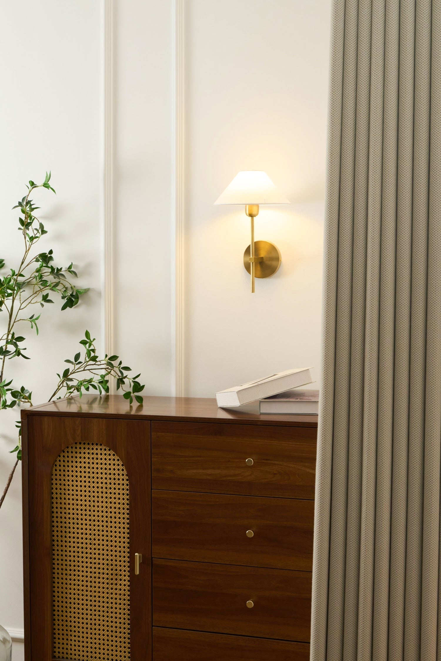 Zosilara Vintage Industrial Brass Fabric Sconce Wall Lamp - Lamp Copper