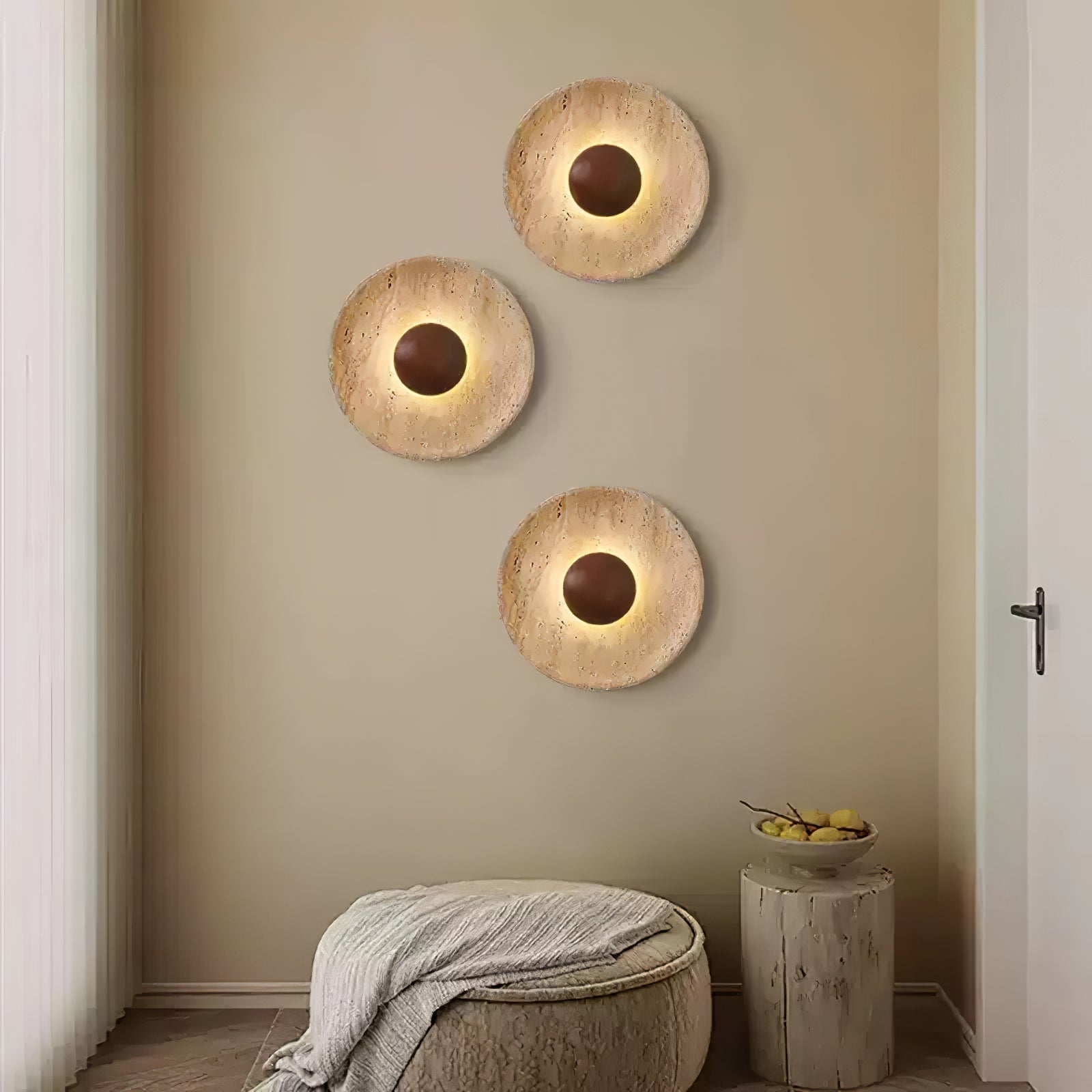Ritta Applique da Parete in Travertino Sun