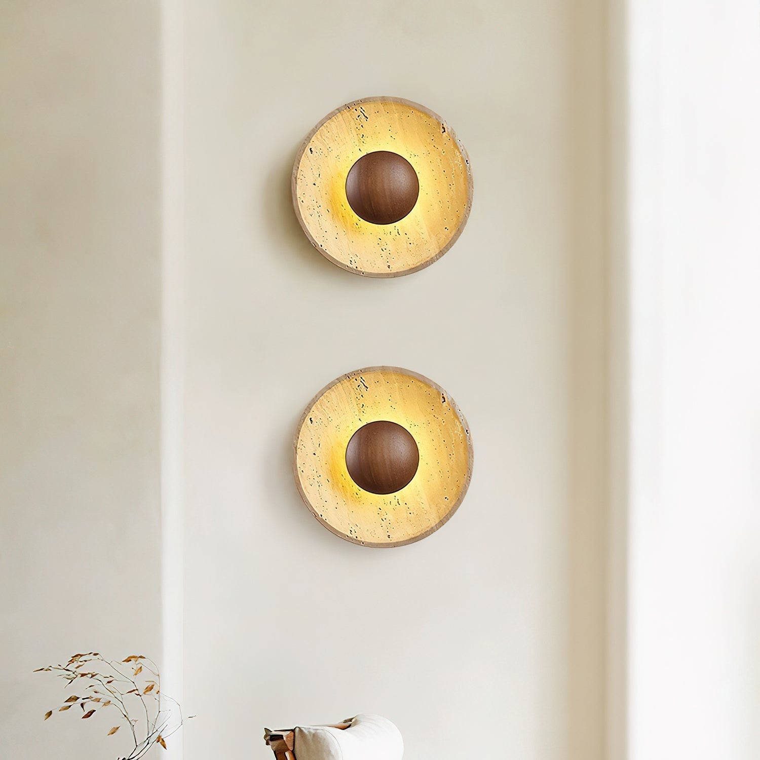 Ritta Applique da Parete in Travertino Sun