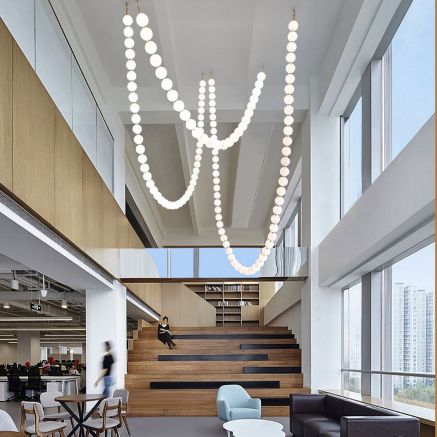 PearlCascade Glass Bead Chandelier - Blowlighting