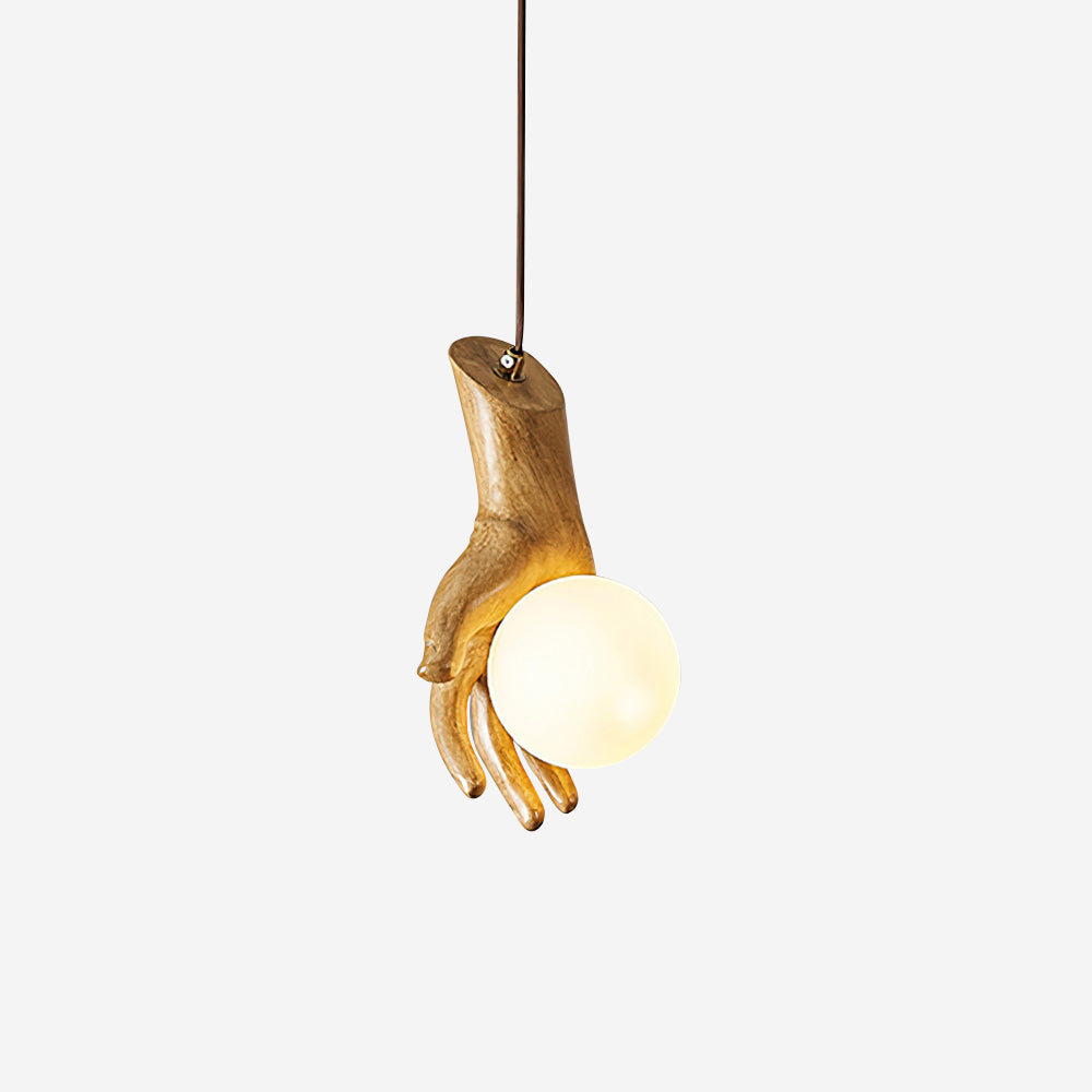 Pendant Light Hand Sculpture Wood Grip Globe - Letslighting
